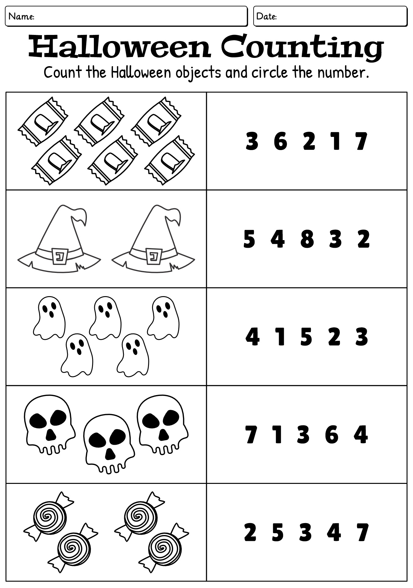 Halloween-Themed Kindergarten Math Worksheets