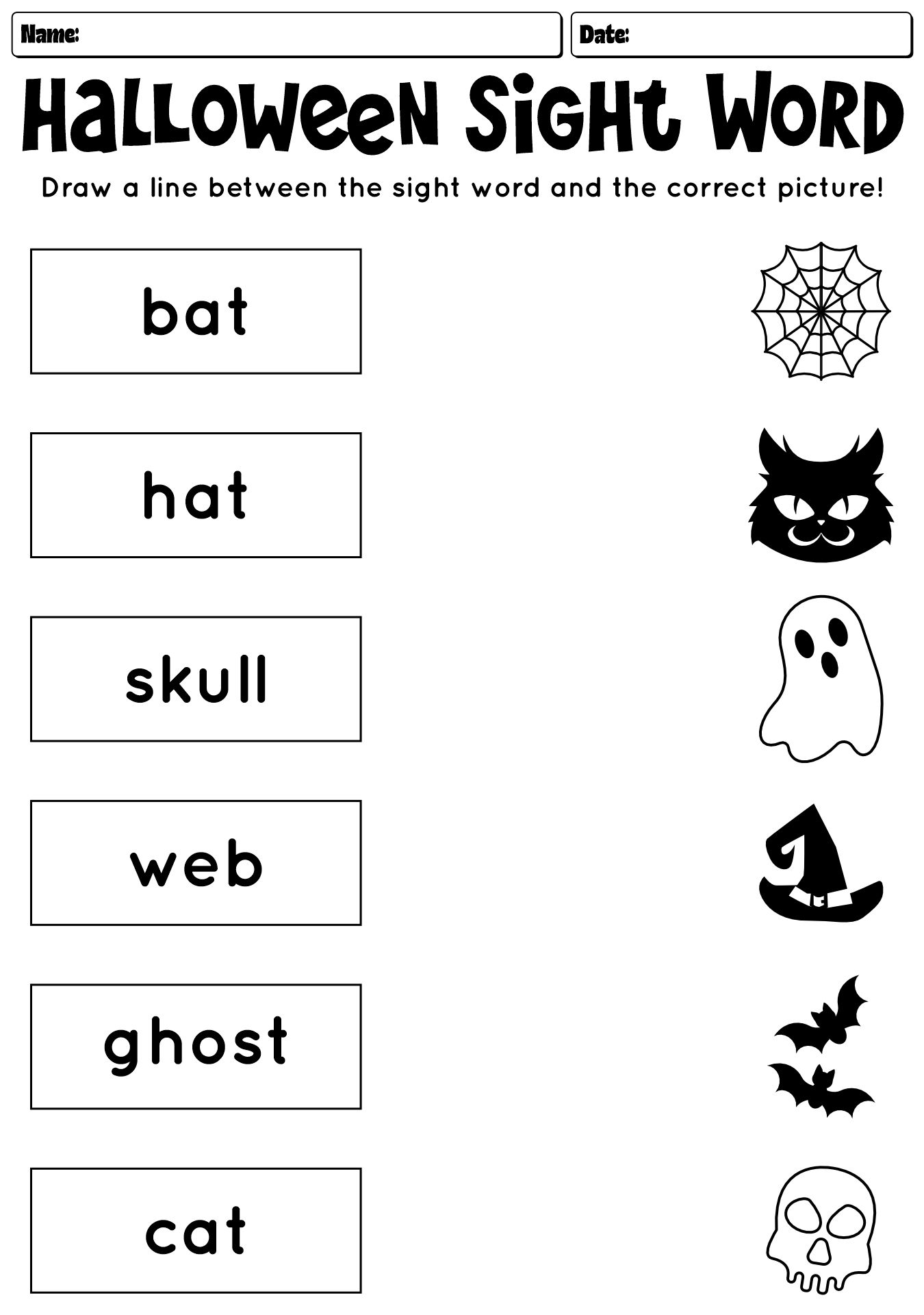 Halloween-Themed Sight Words Worksheets For Kindergarten