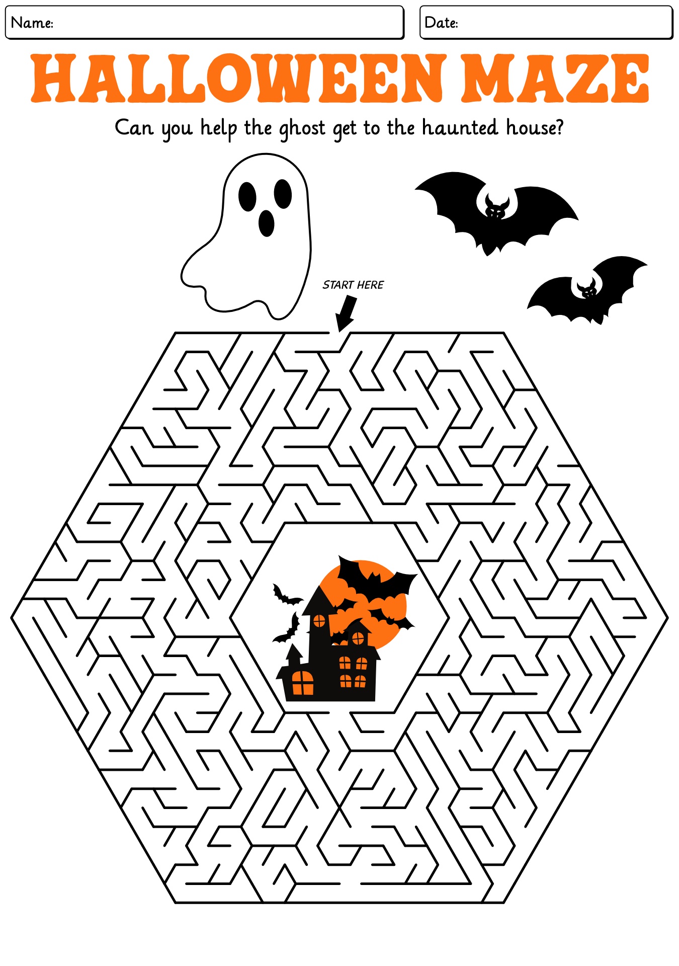 Haunted House Maze Activities For Kids