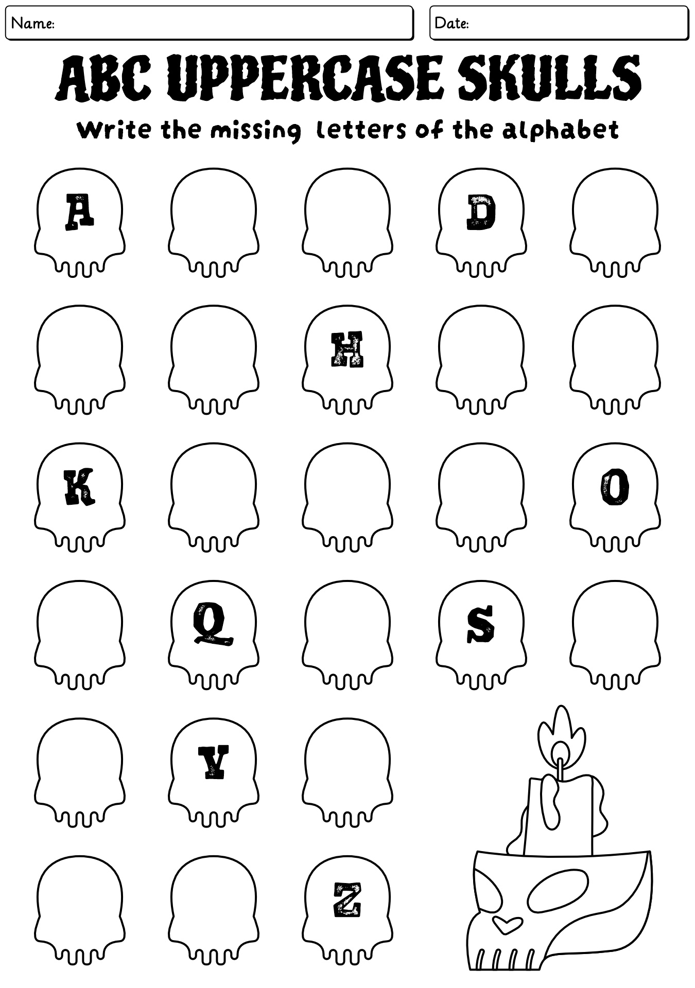Kindergarten Halloween Alphabet Worksheets