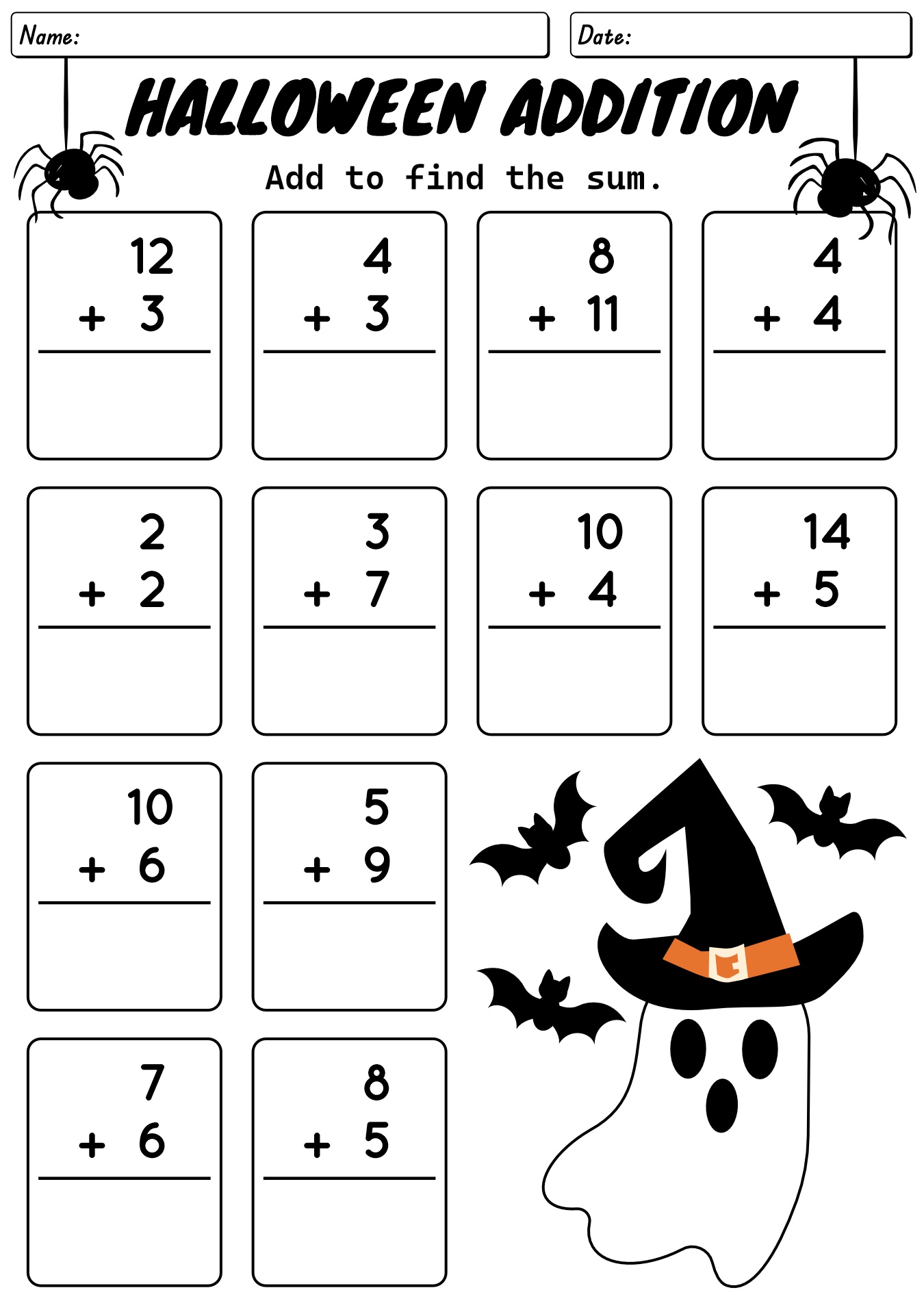 Printable Halloween Math Worksheets For Kids