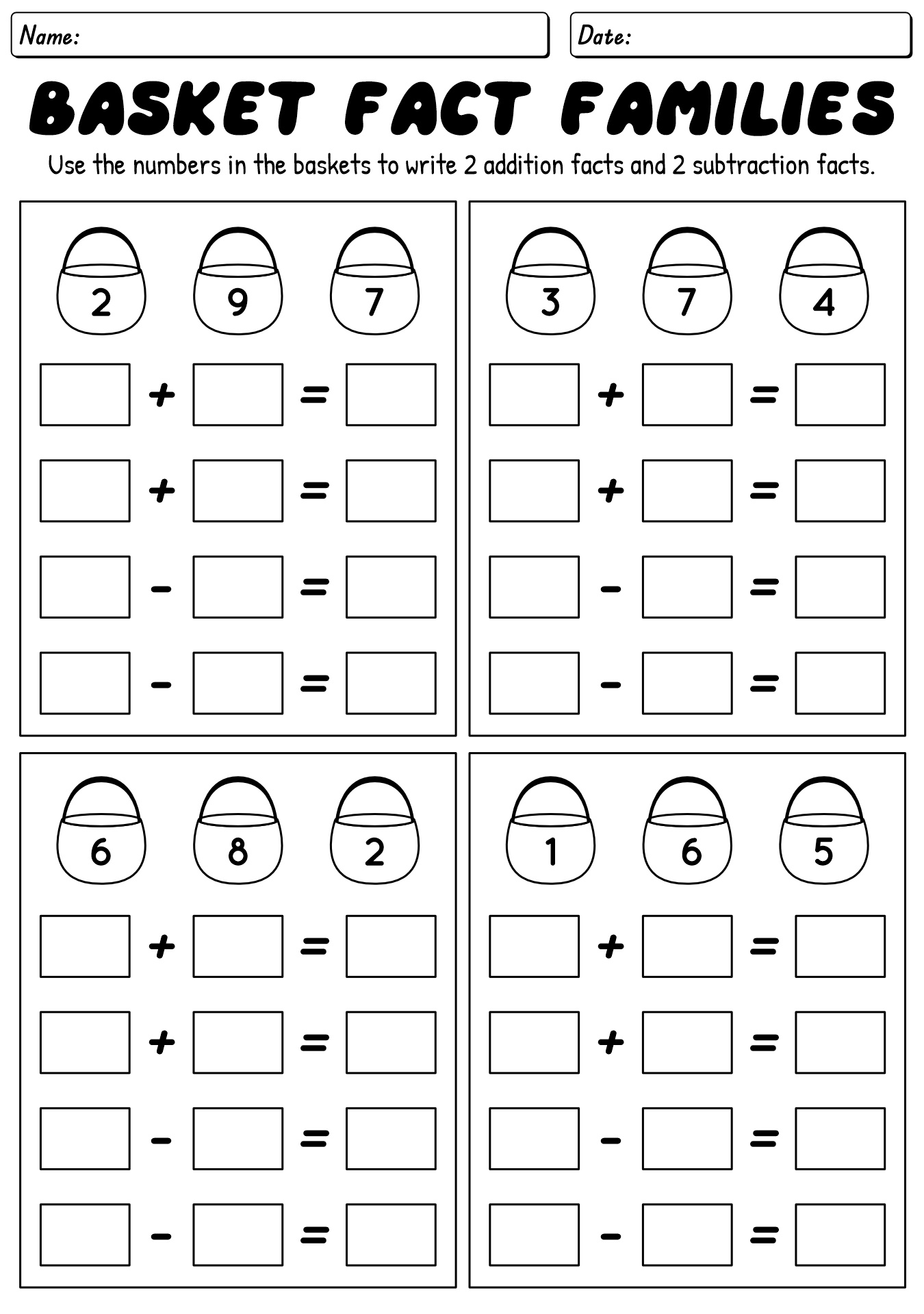 Spooky Fact Family Worksheet For Kids