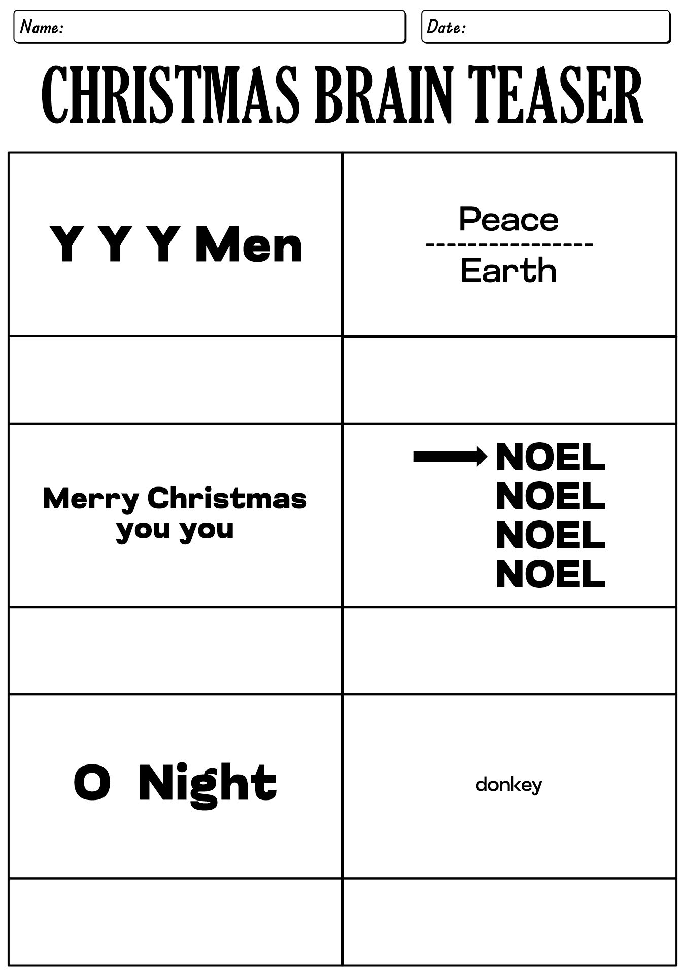Christmas Brain Teaser For Kindergarten