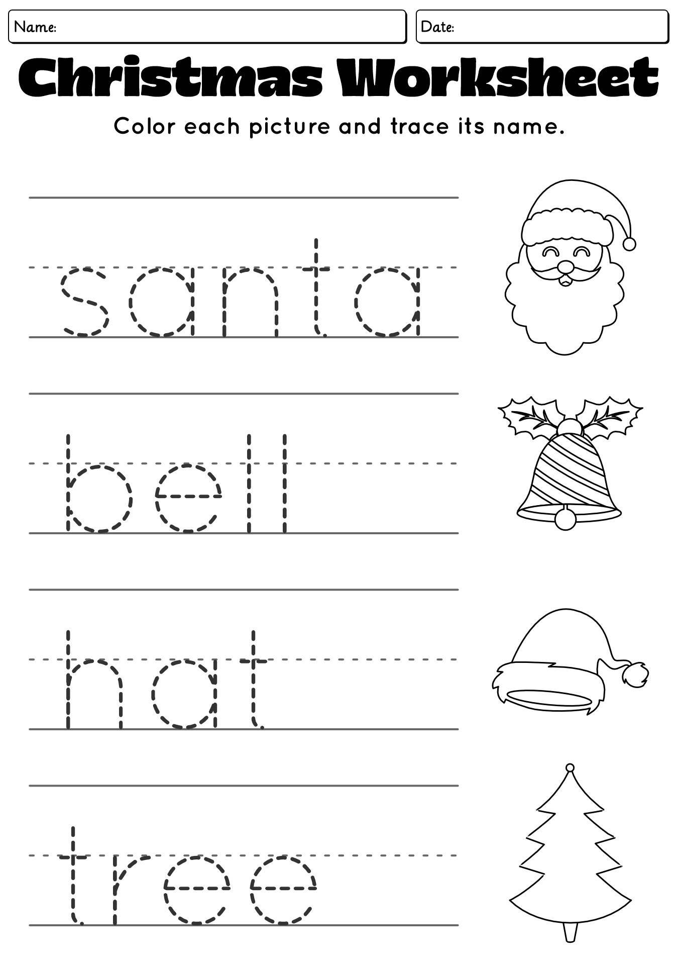 Christmas Early Literacy Worksheets