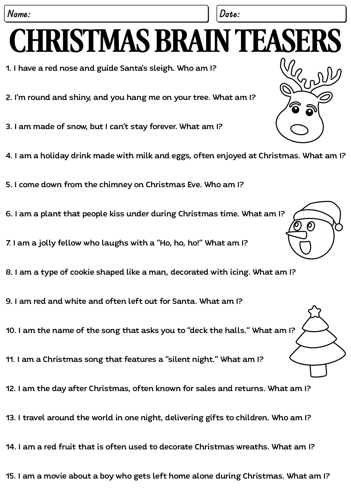 Christmas Holiday Brain Teasers for Family