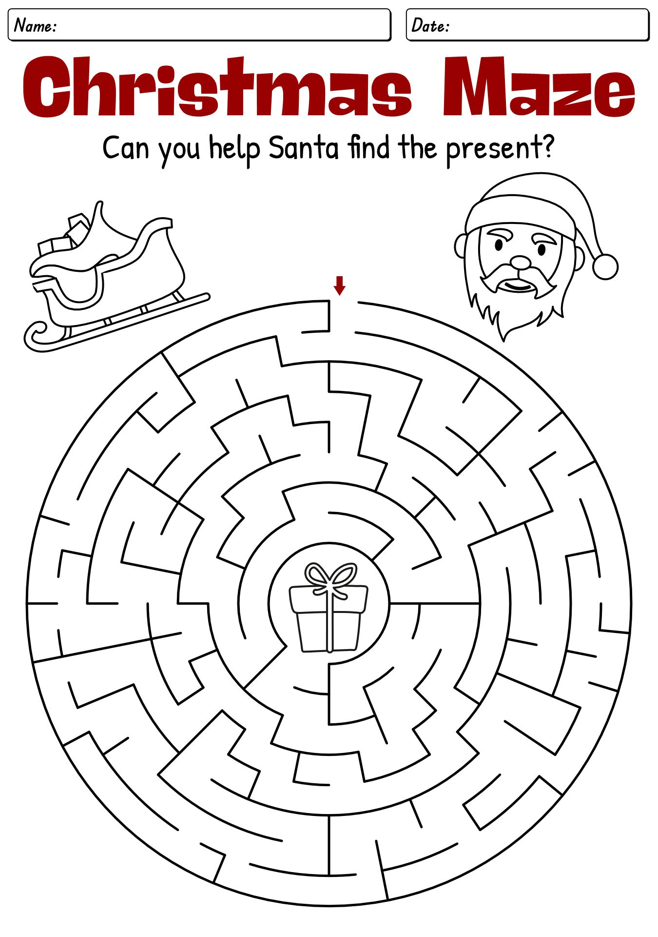 Christmas Maze Puzzle Activities