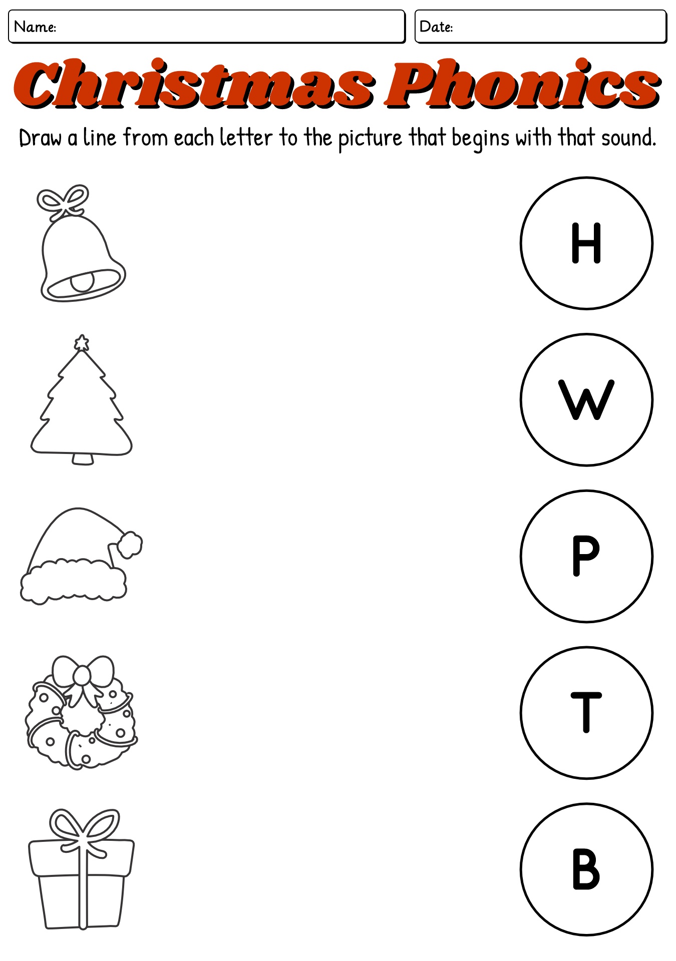 Christmas Phonics Worksheets For Pre-K