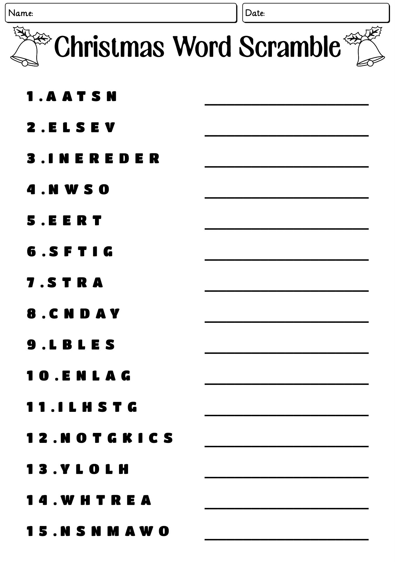 Christmas Themed Brain Challenge Worksheets