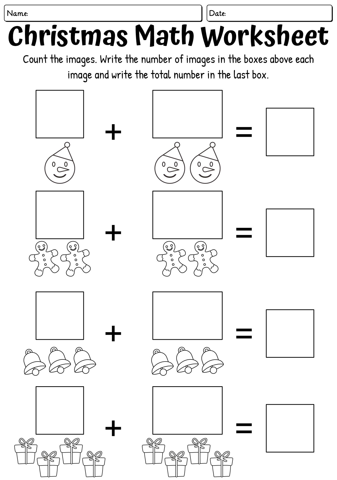Easy Christmas Math Worksheets