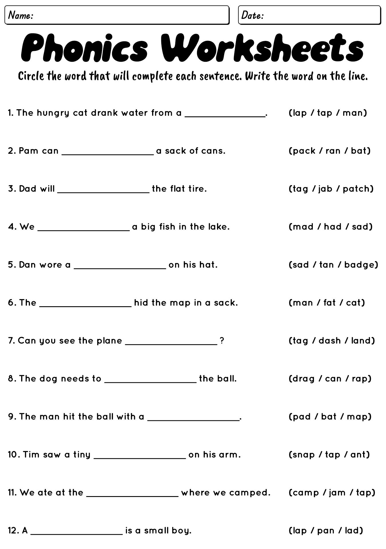 Phonics Worksheet For Older Students
