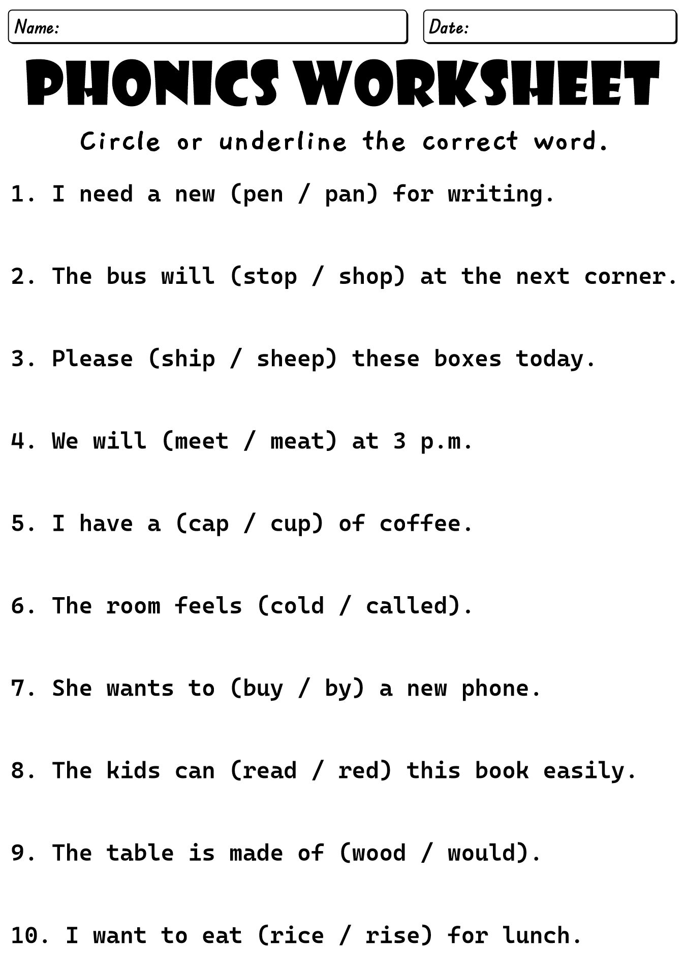 Phonics Worksheets For Adults Practice