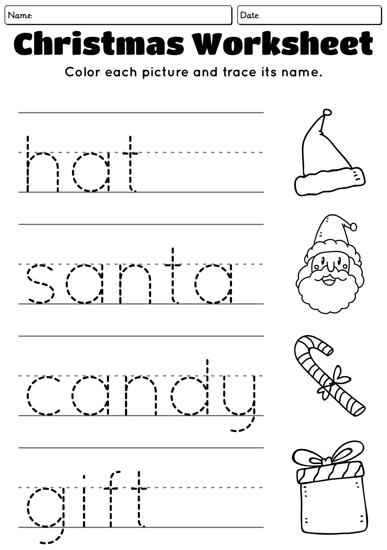 Phonics Worksheets Christmas