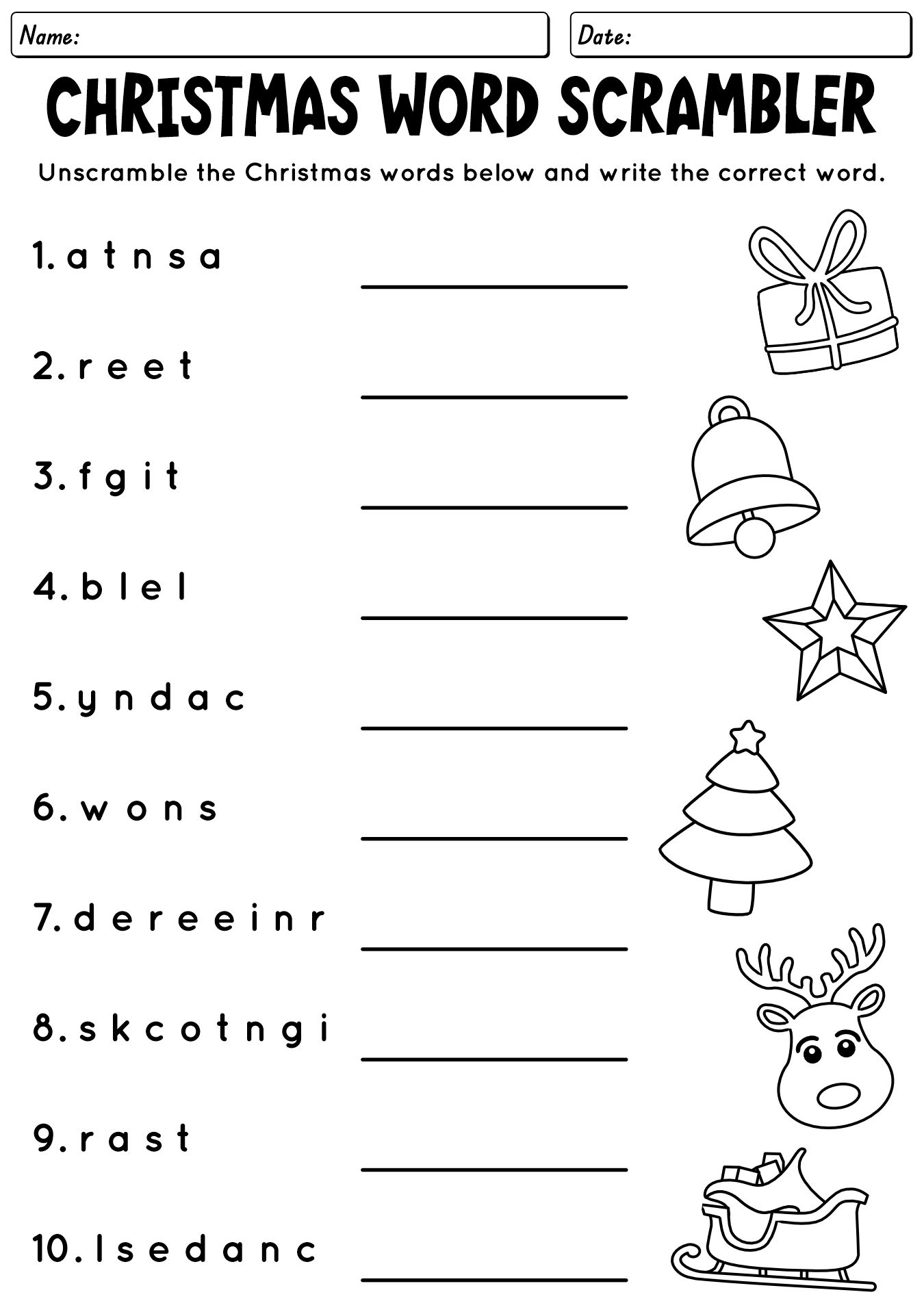 Printable Christmas Word Puzzles