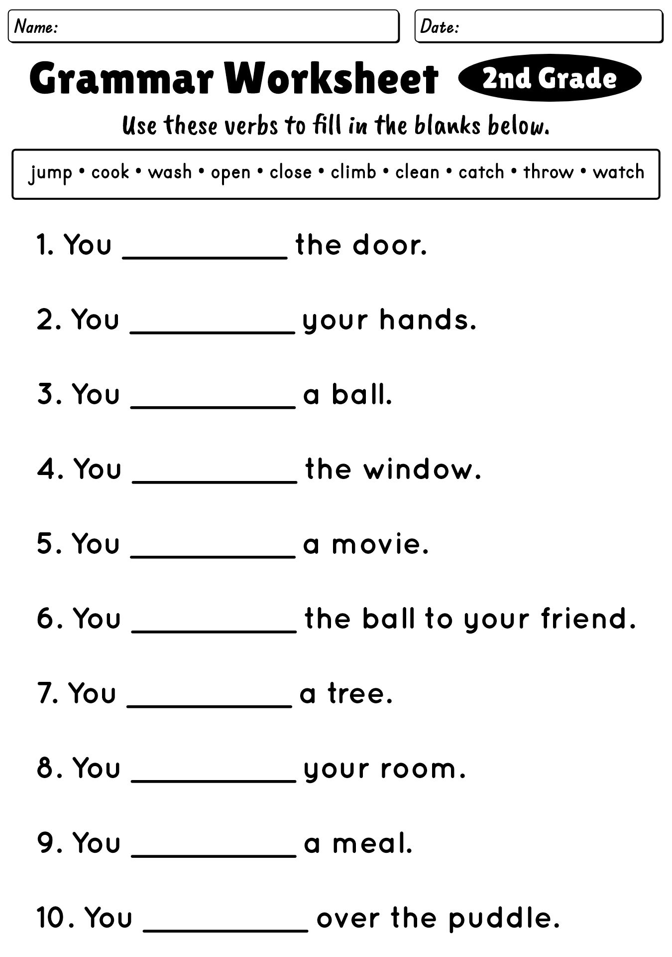 2nd Grade English Grammar Worksheets