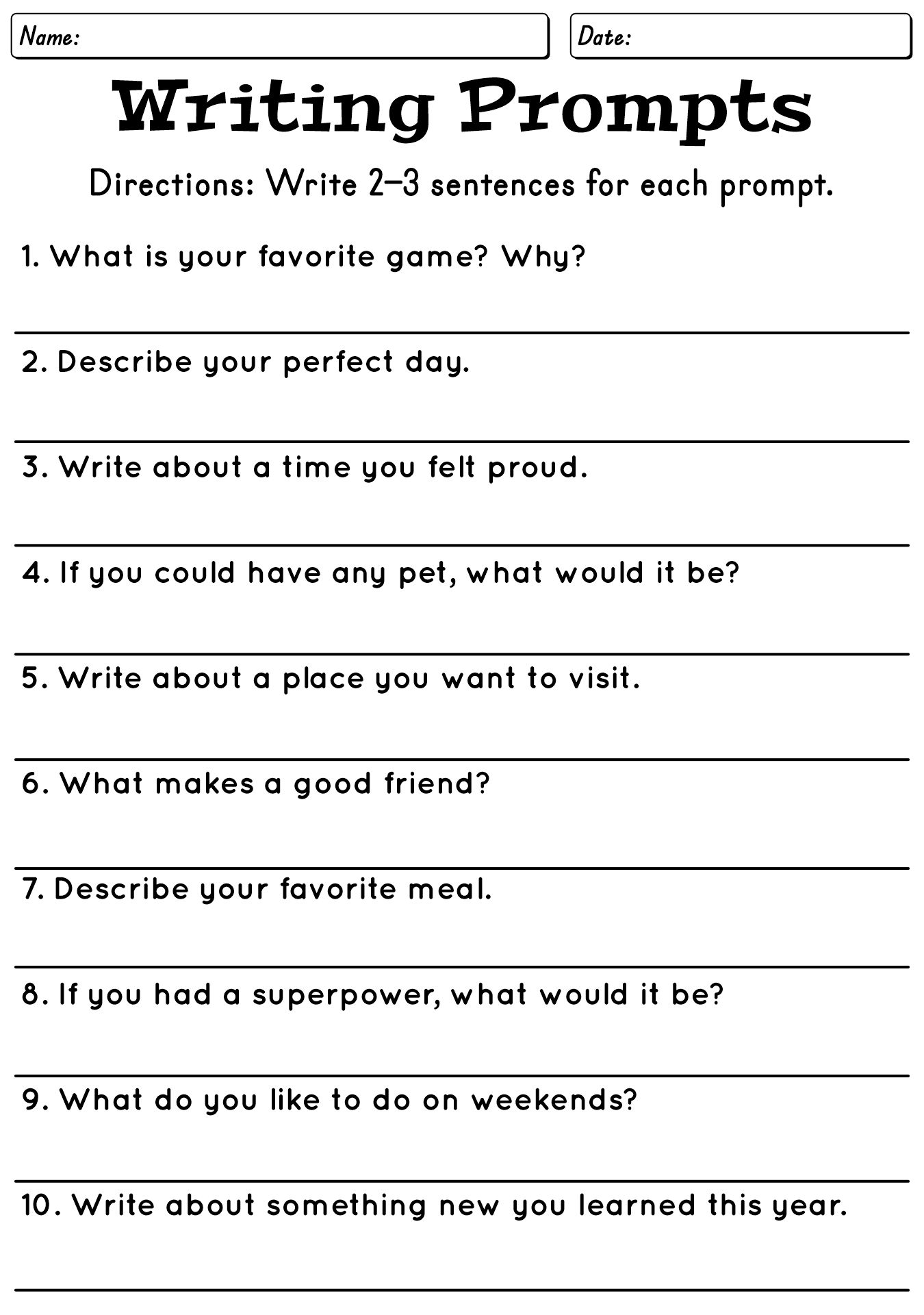 2nd Grade English Homework Sheets