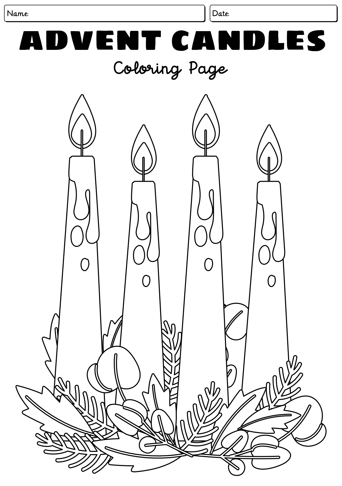 Advent Candles Coloring Worksheet