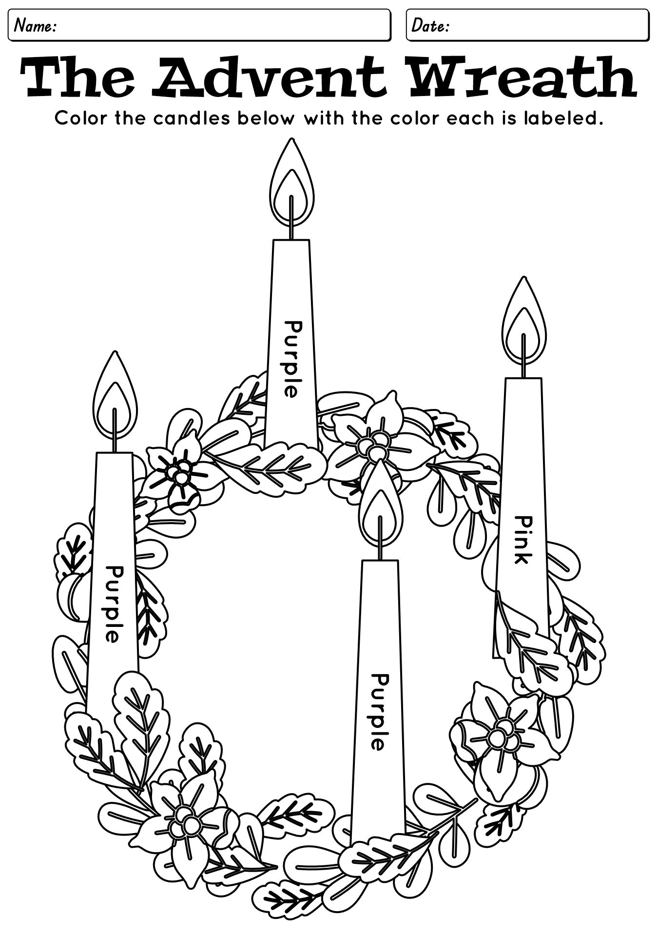 Advent Catholic Prayers Worksheet