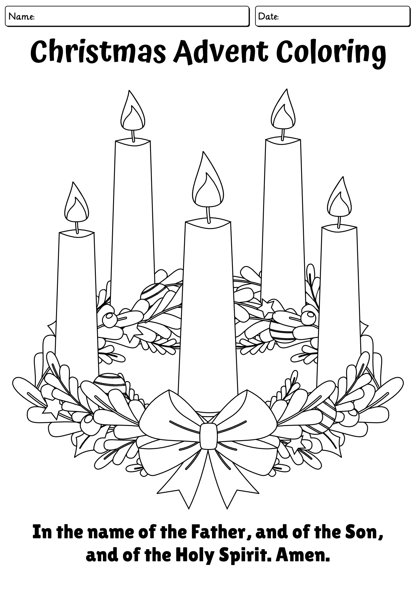 Advent Catholic Prayers Worksheet