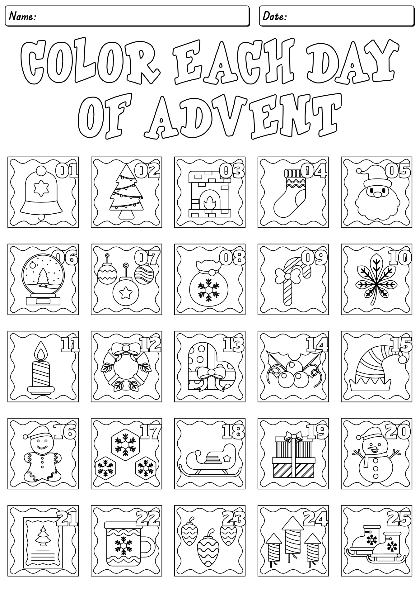 Advent Holiday Worksheet