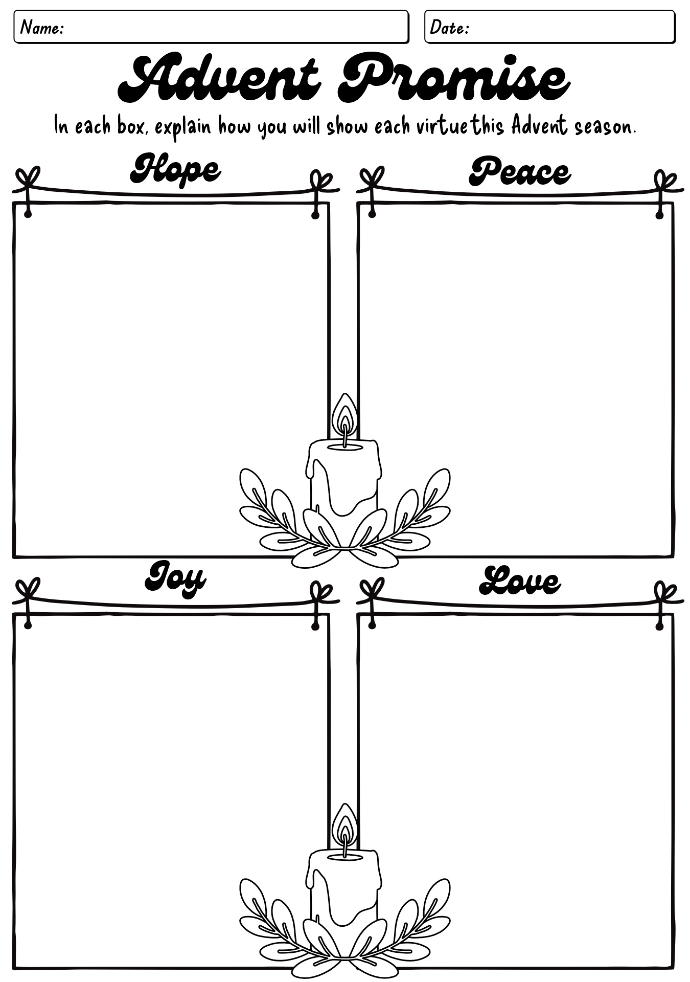 Advent Promises Worksheet