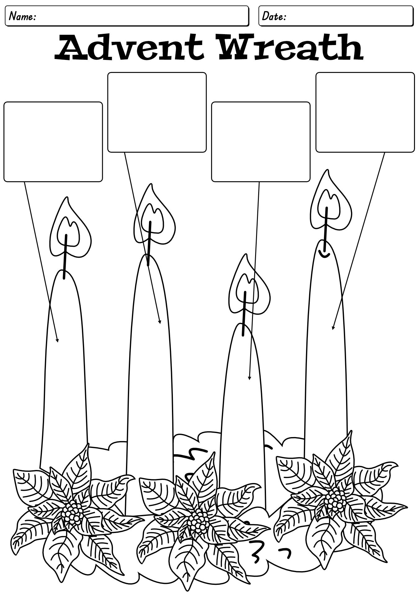 Advent Wreath Labelling Worksheet