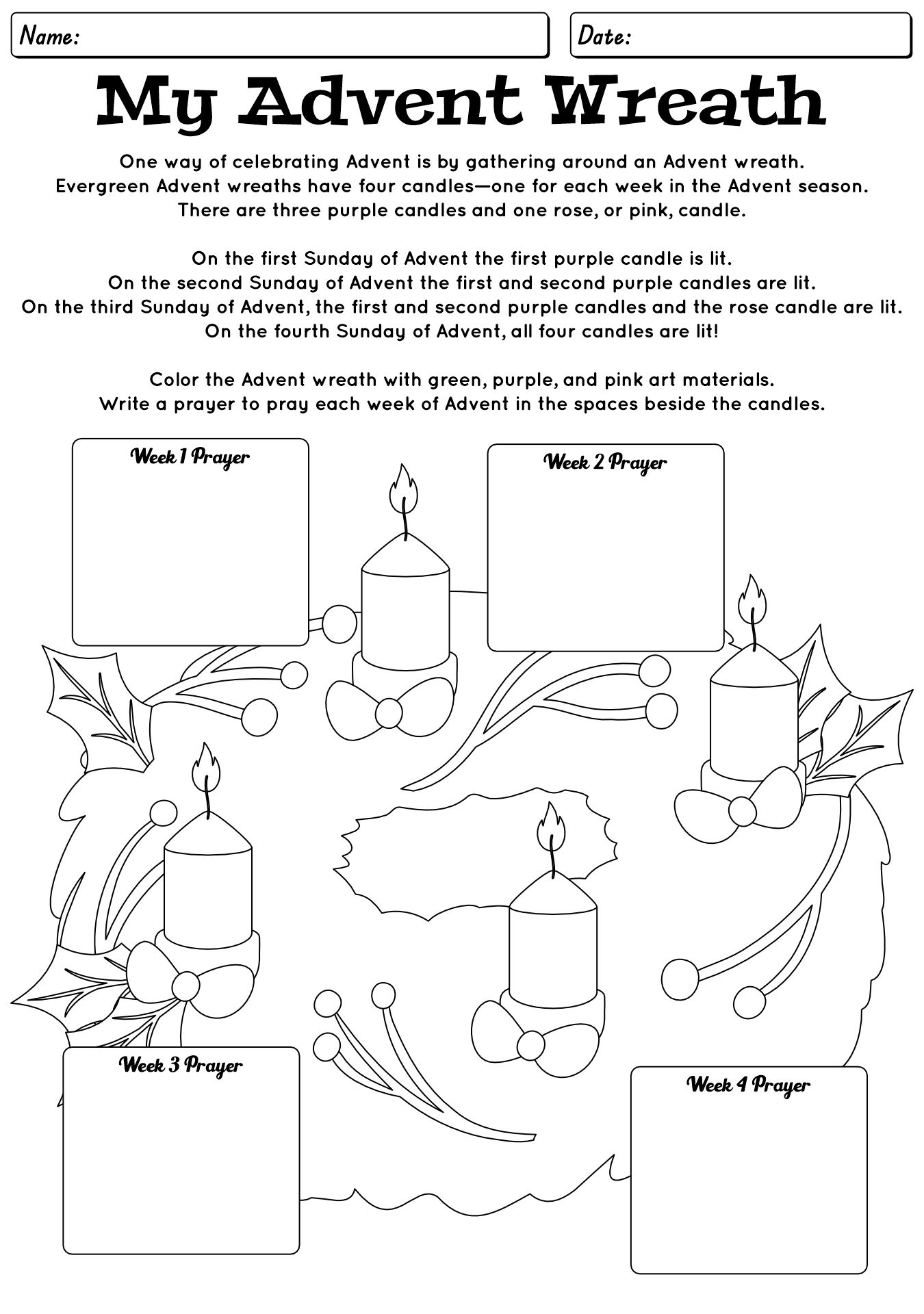 Catholic Advent Worksheets