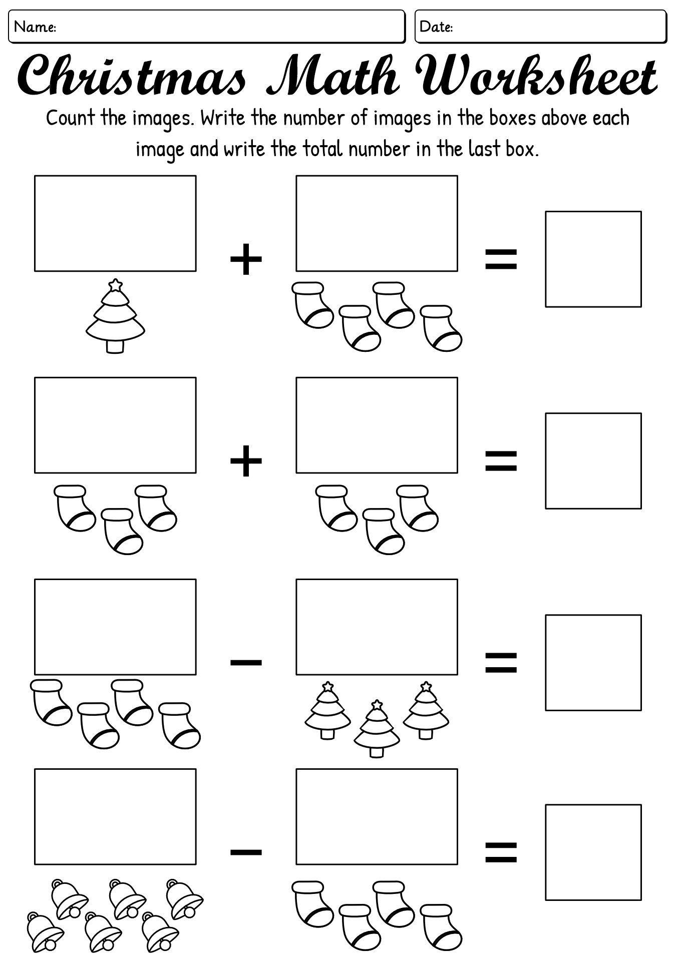 Christmas Addition and Subtraction Printables