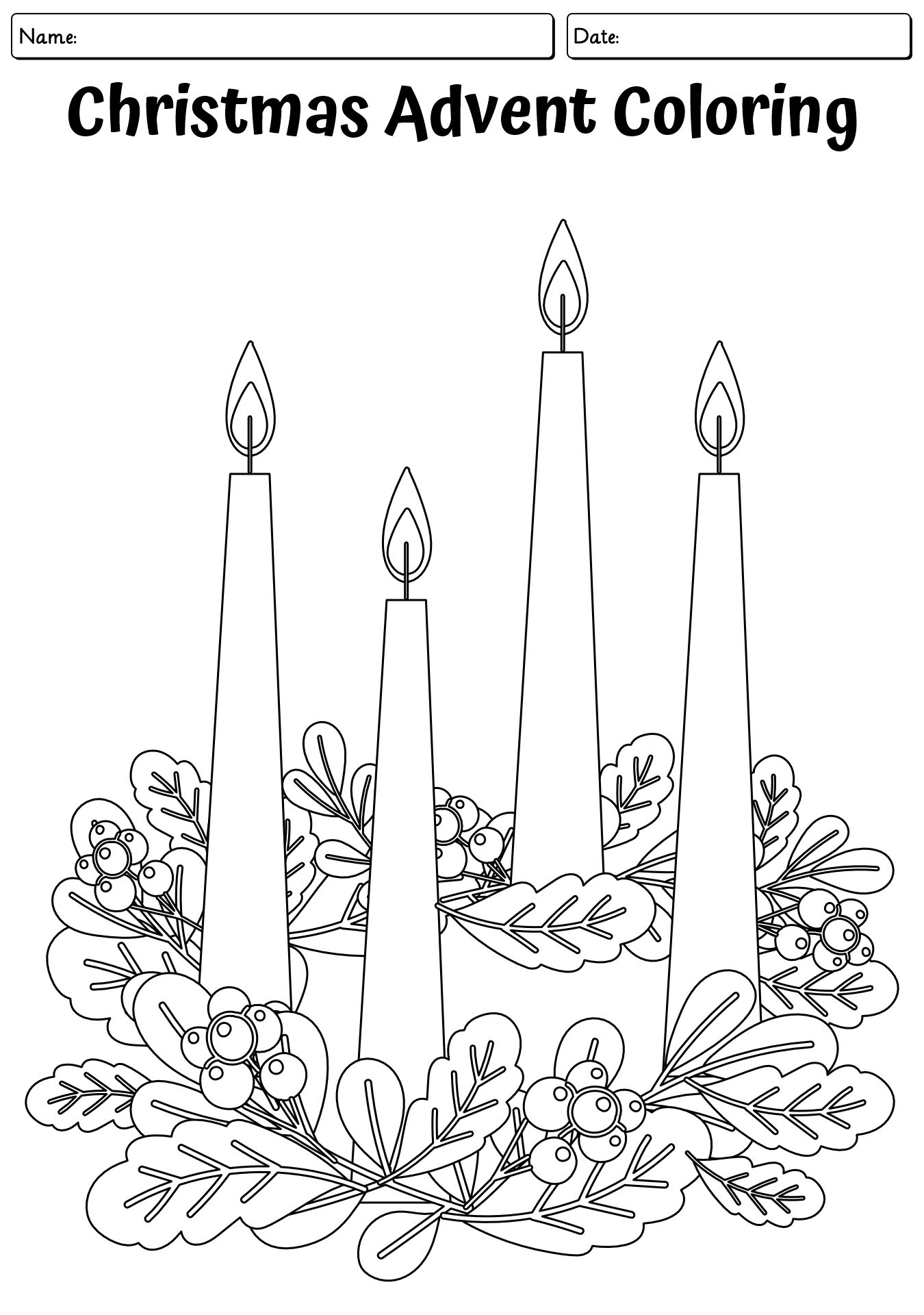 Christmas Advent Activity Worksheets for Kids