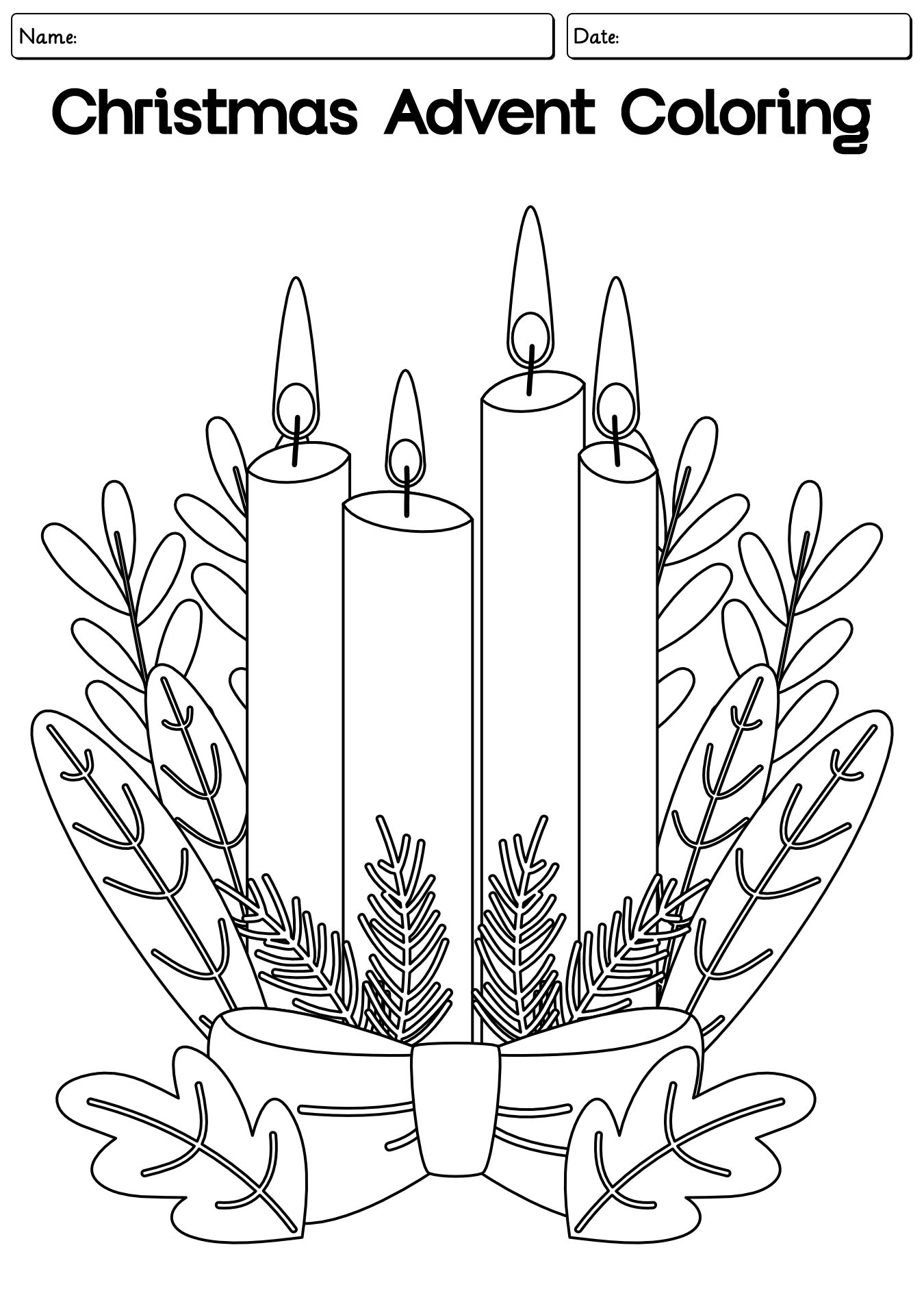 Christmas Advent Worksheet for Kids