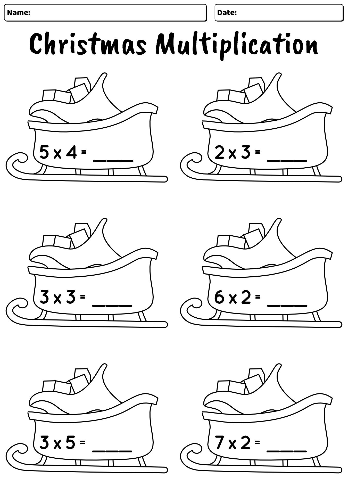 Christmas Multiplication Worksheets
