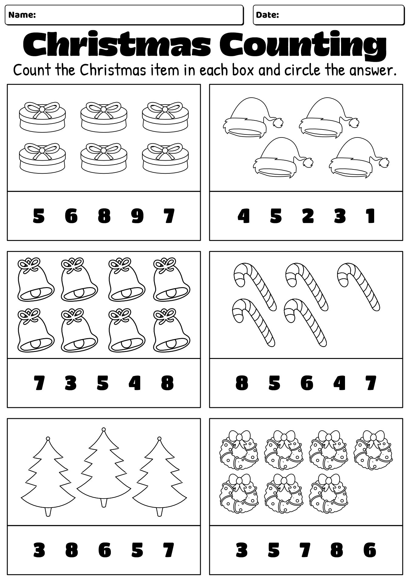 Easy Christmas Math Worksheets