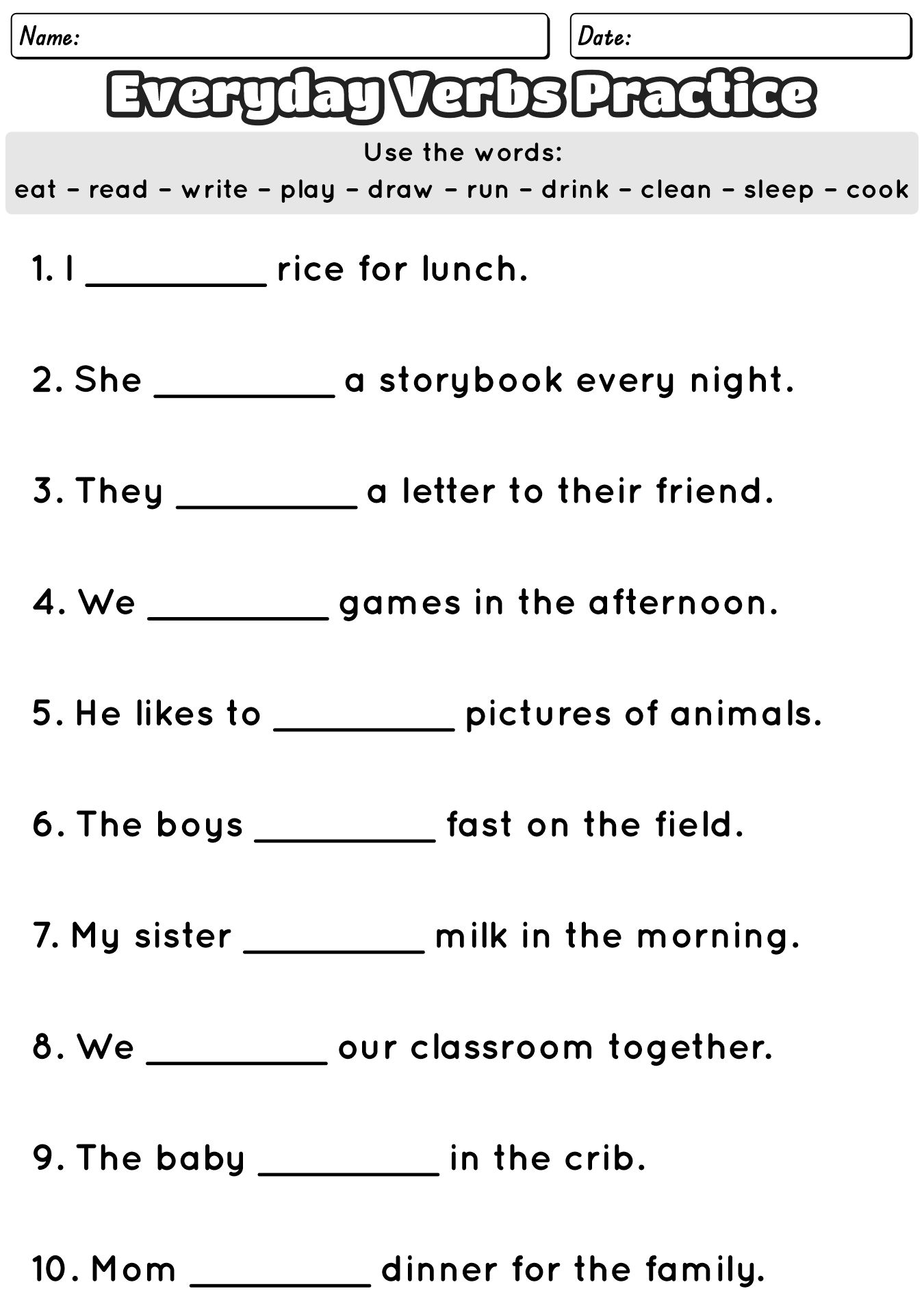 ESL English Worksheets for 2nd Grade