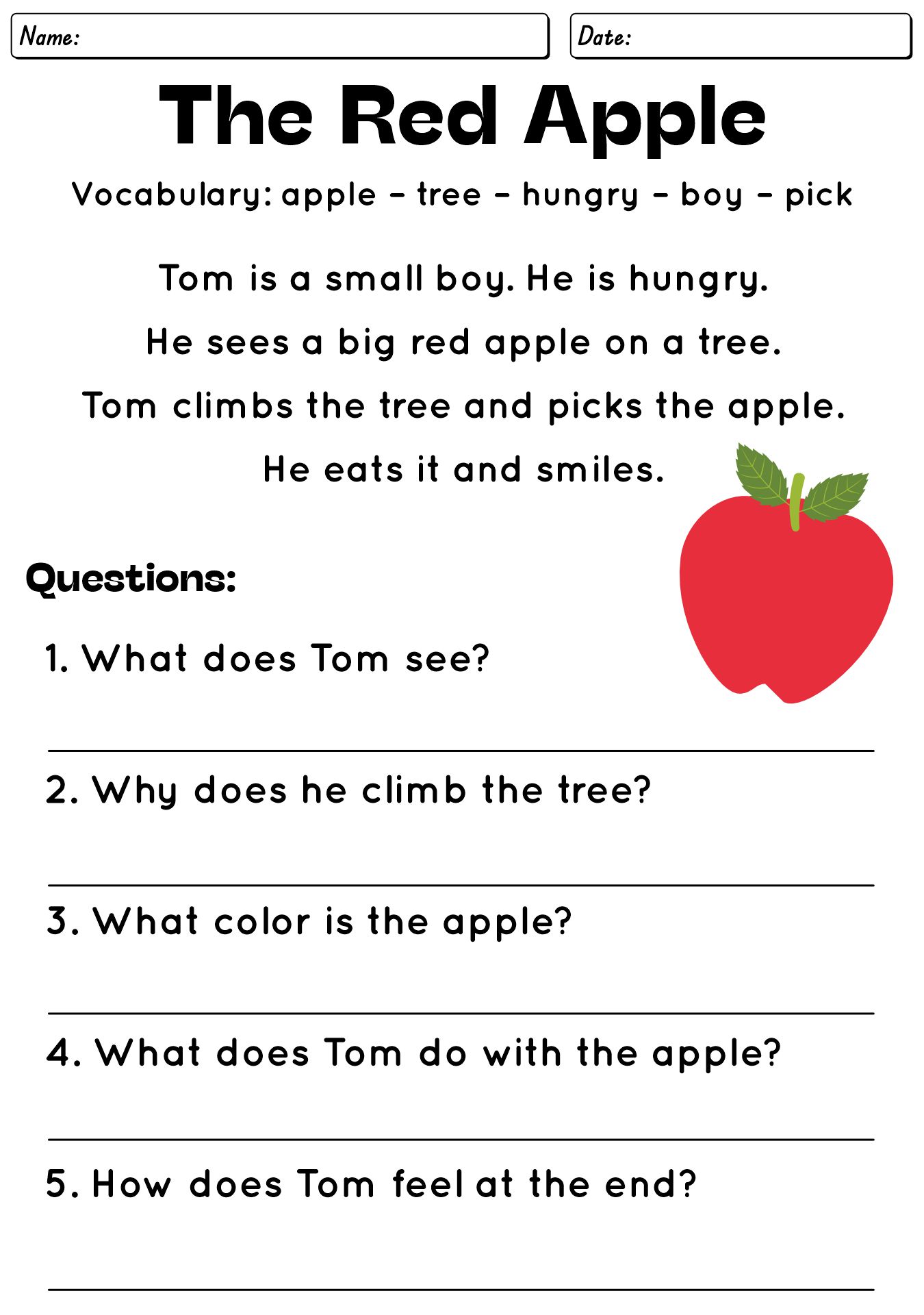 ESL Printable Short Story Worksheets