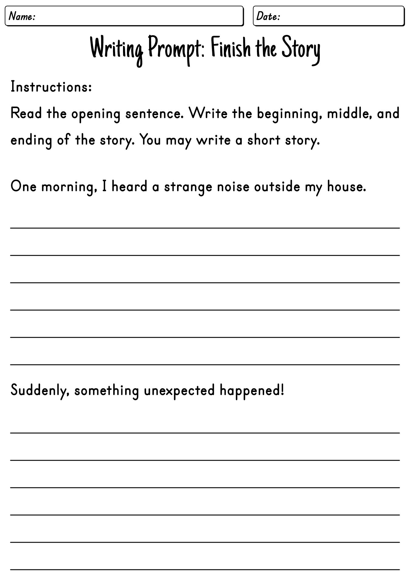 Fiction Writing Prompts for Short Stories Exercises