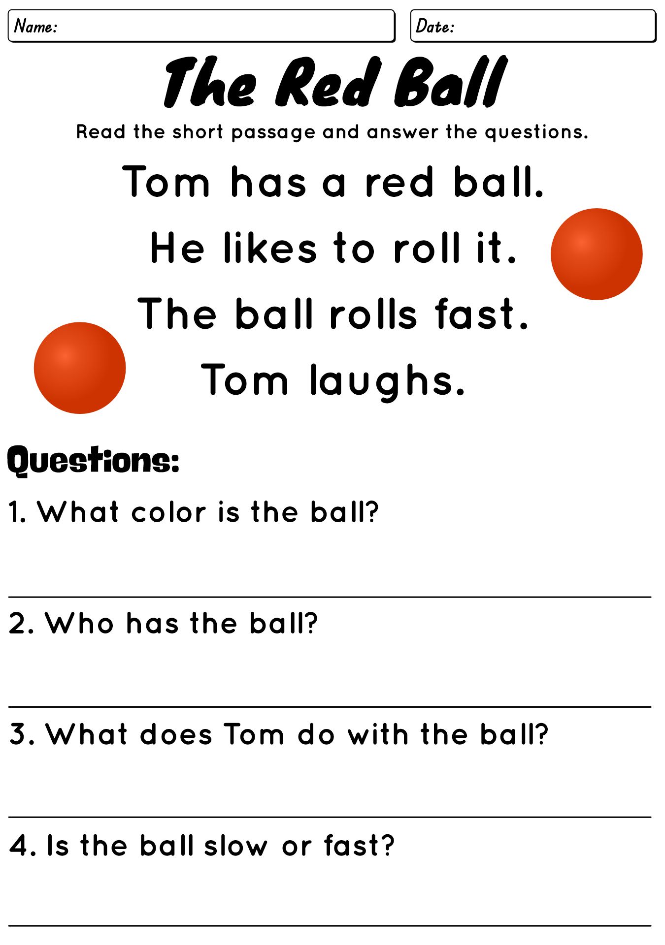 Kindergarten Reading Worksheets Short Story Basics