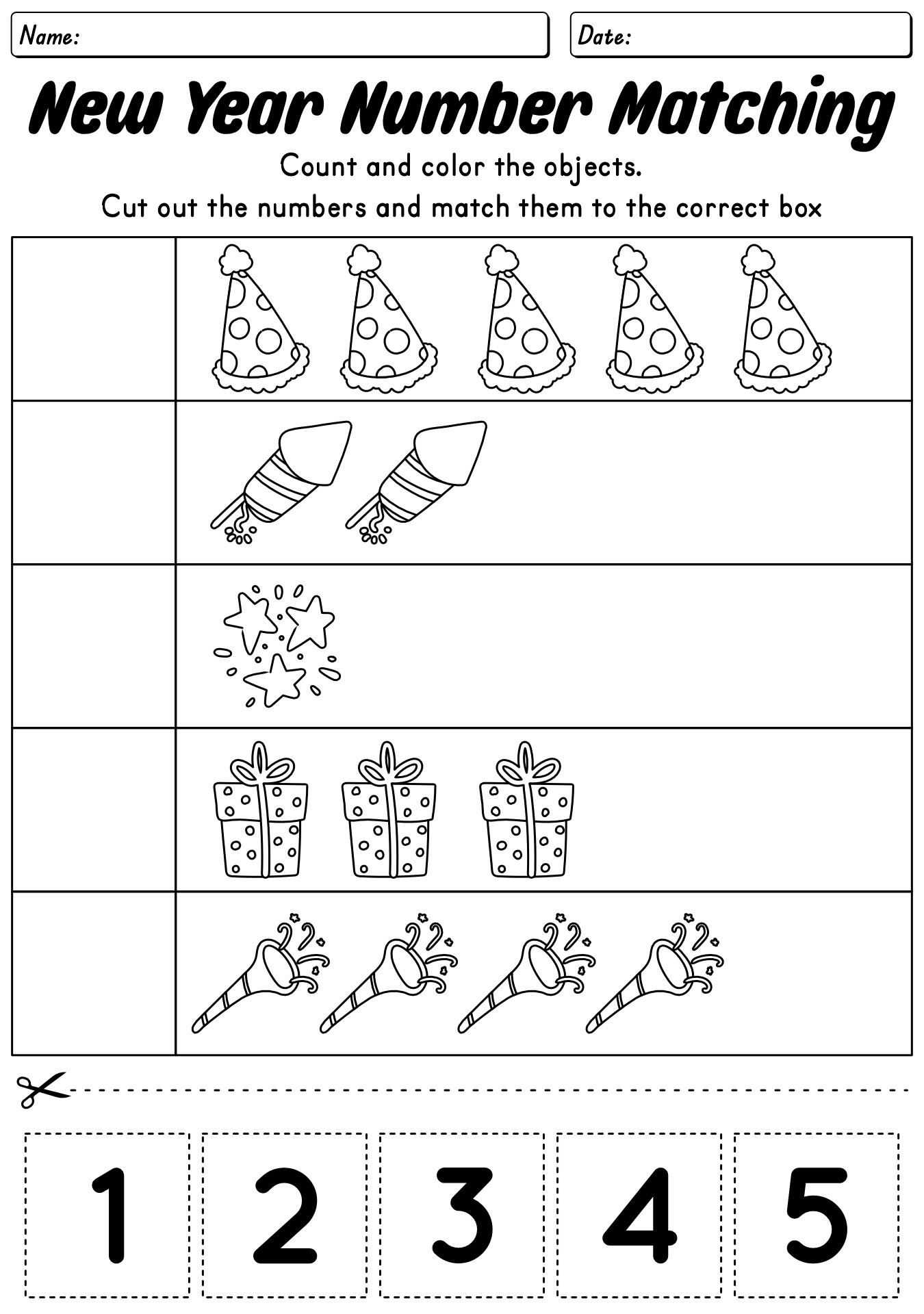 New Year Preschool Worksheets