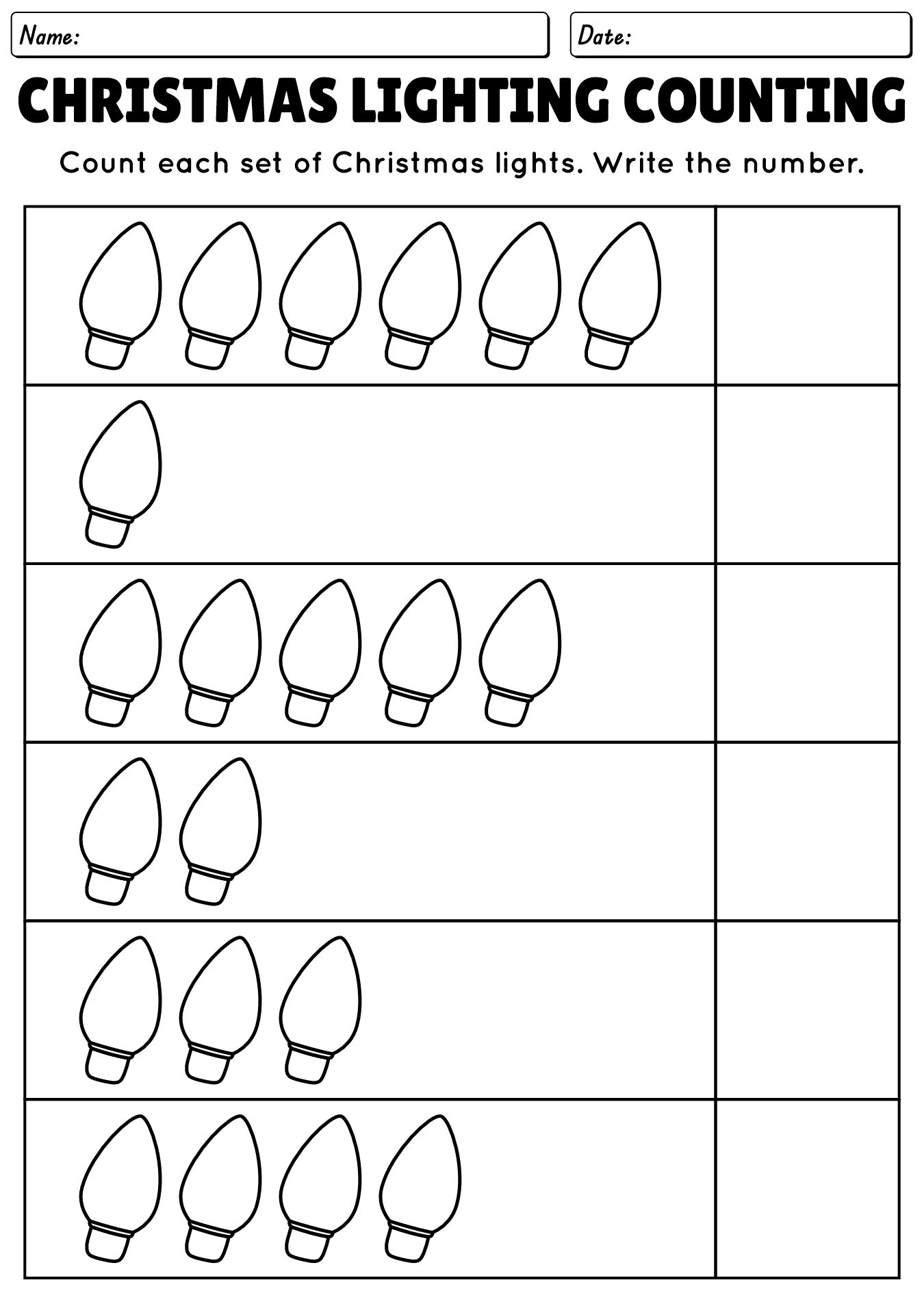 Printable Christmas Math Worksheets for Kindergarten