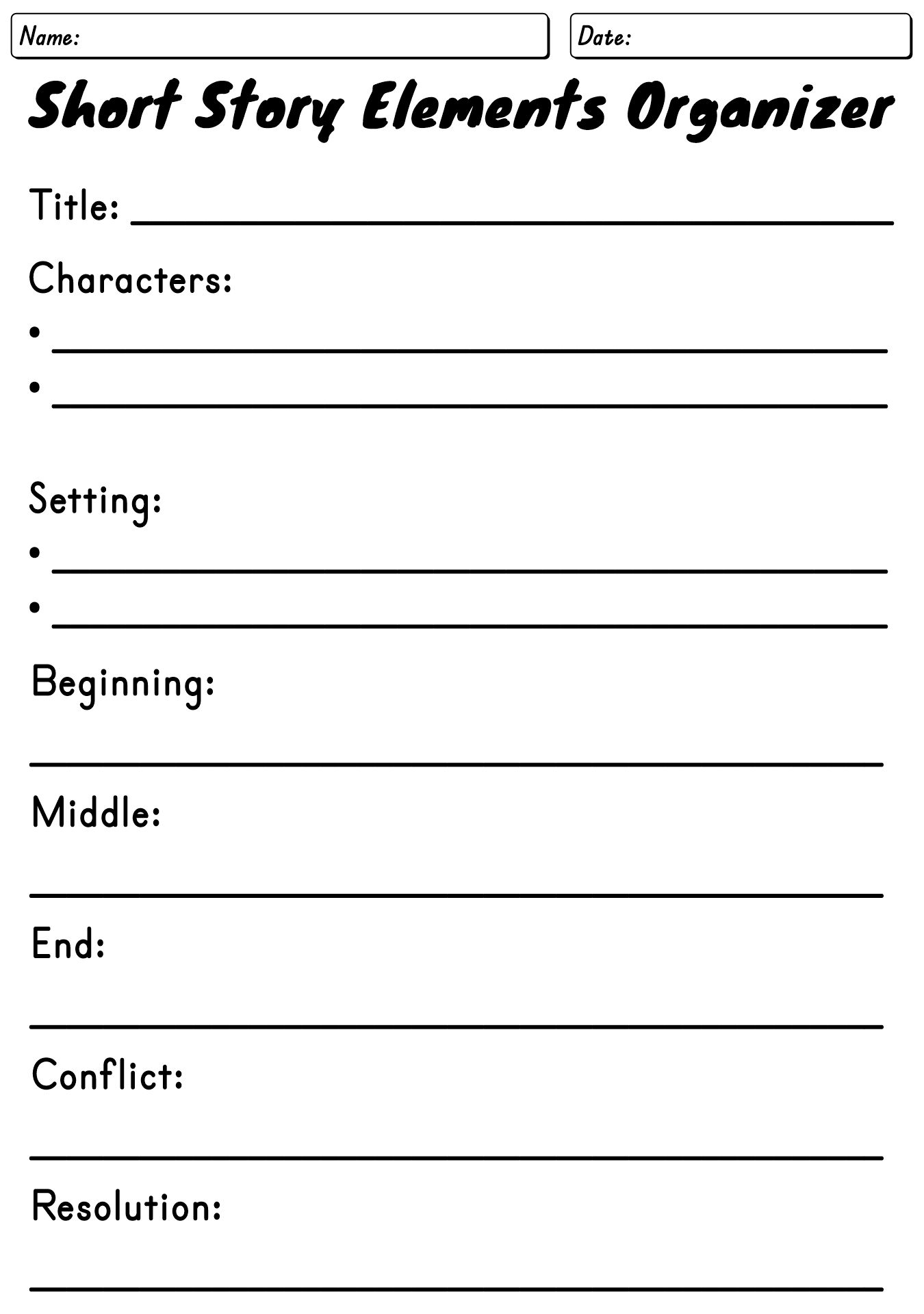 Printable Short Story Elements Worksheets