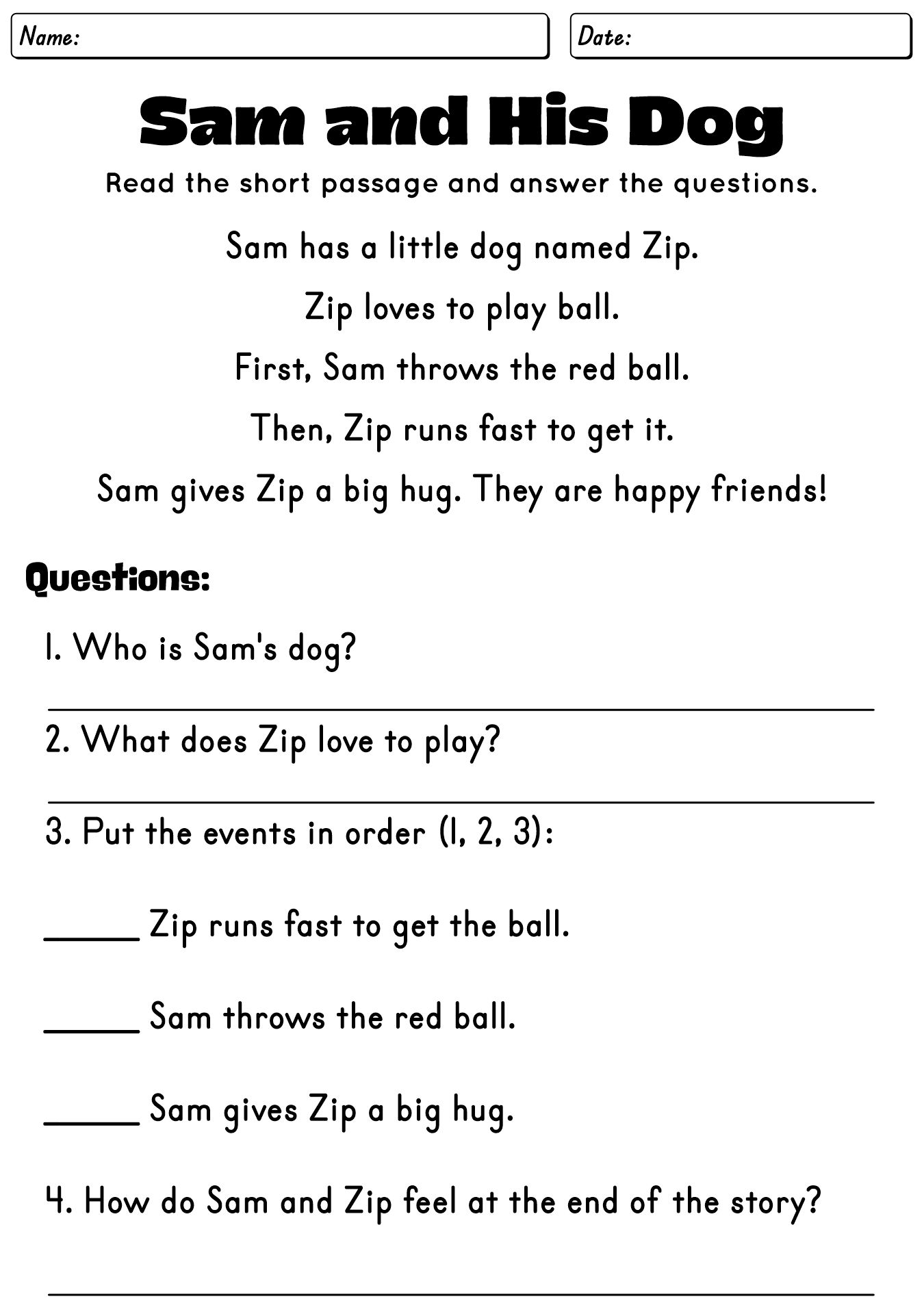 Reading Comprehension Worksheets For Kids
