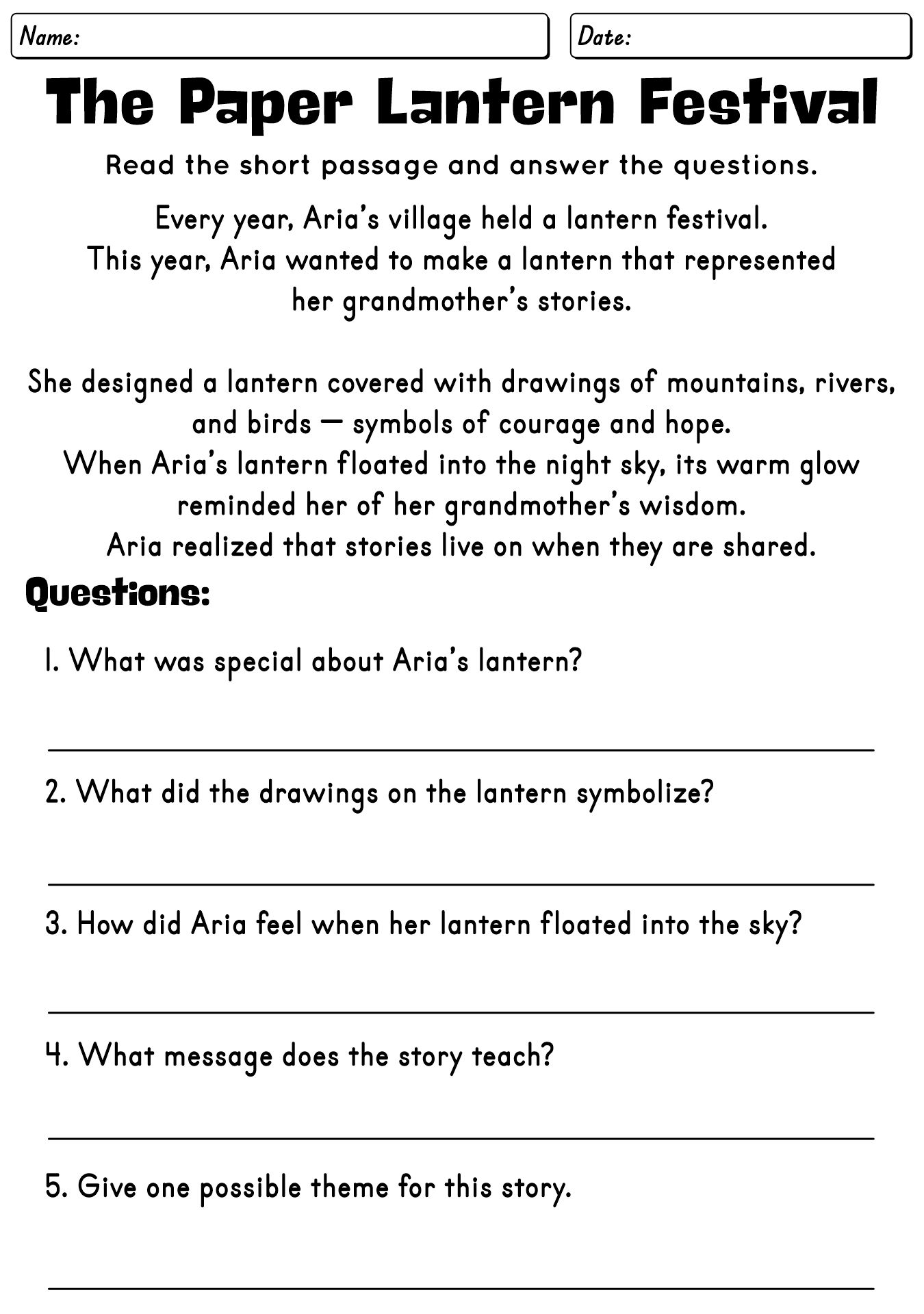 Reading Comprehension Worksheets