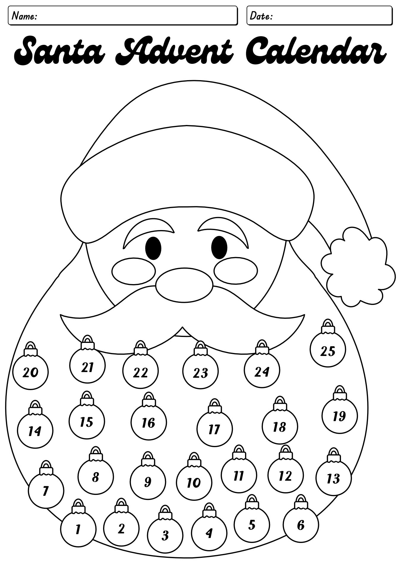 Santa Advent Calendar Activity