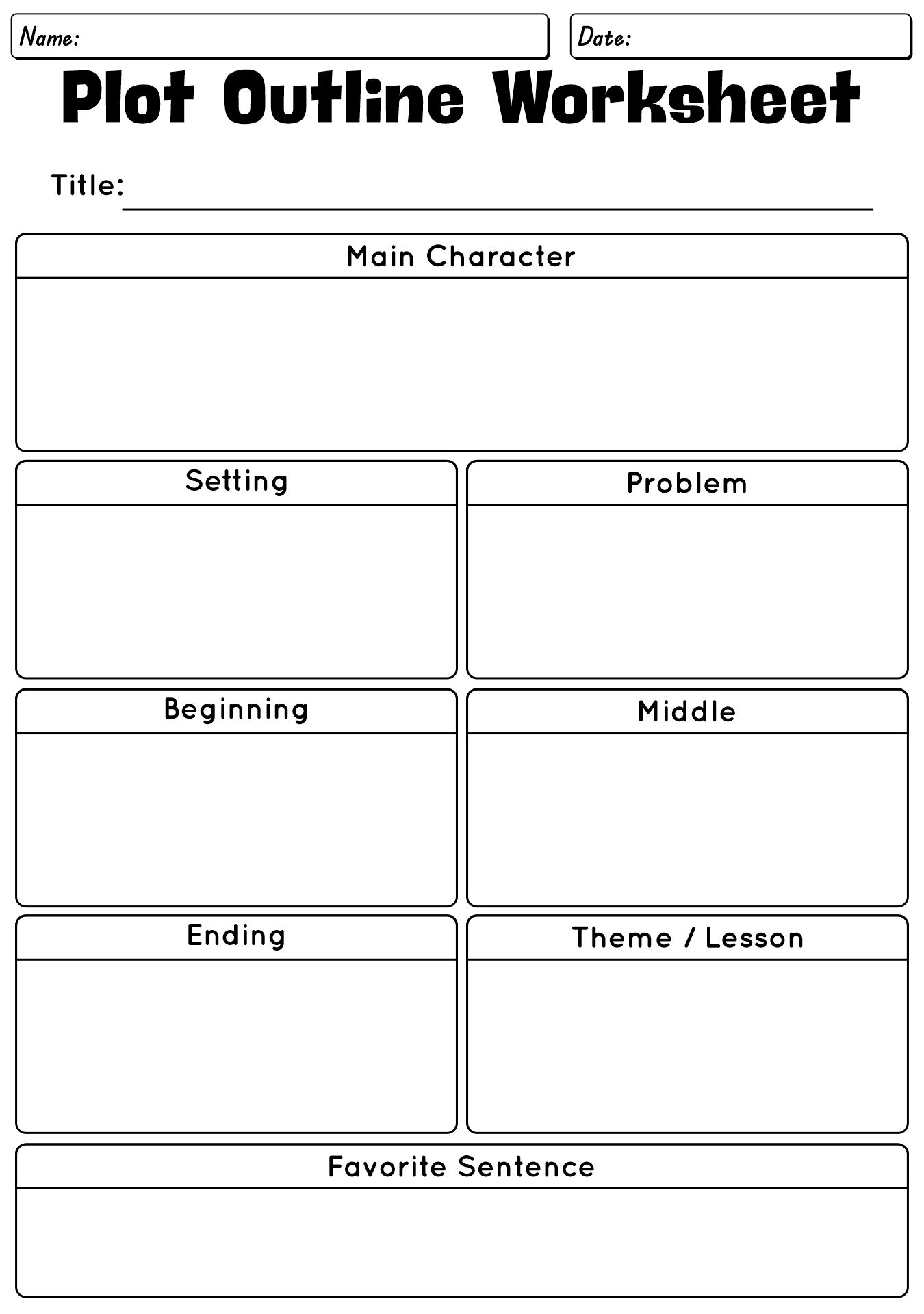 Short Story Outline Development Worksheet