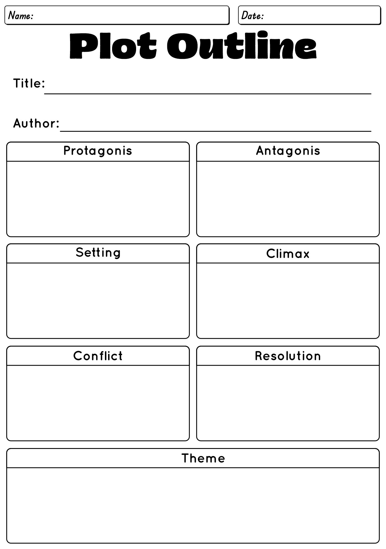Short Story Plot Outline Worksheets