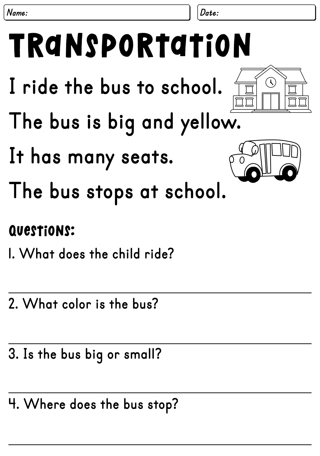 1st Grade Reading Comprehension Worksheets