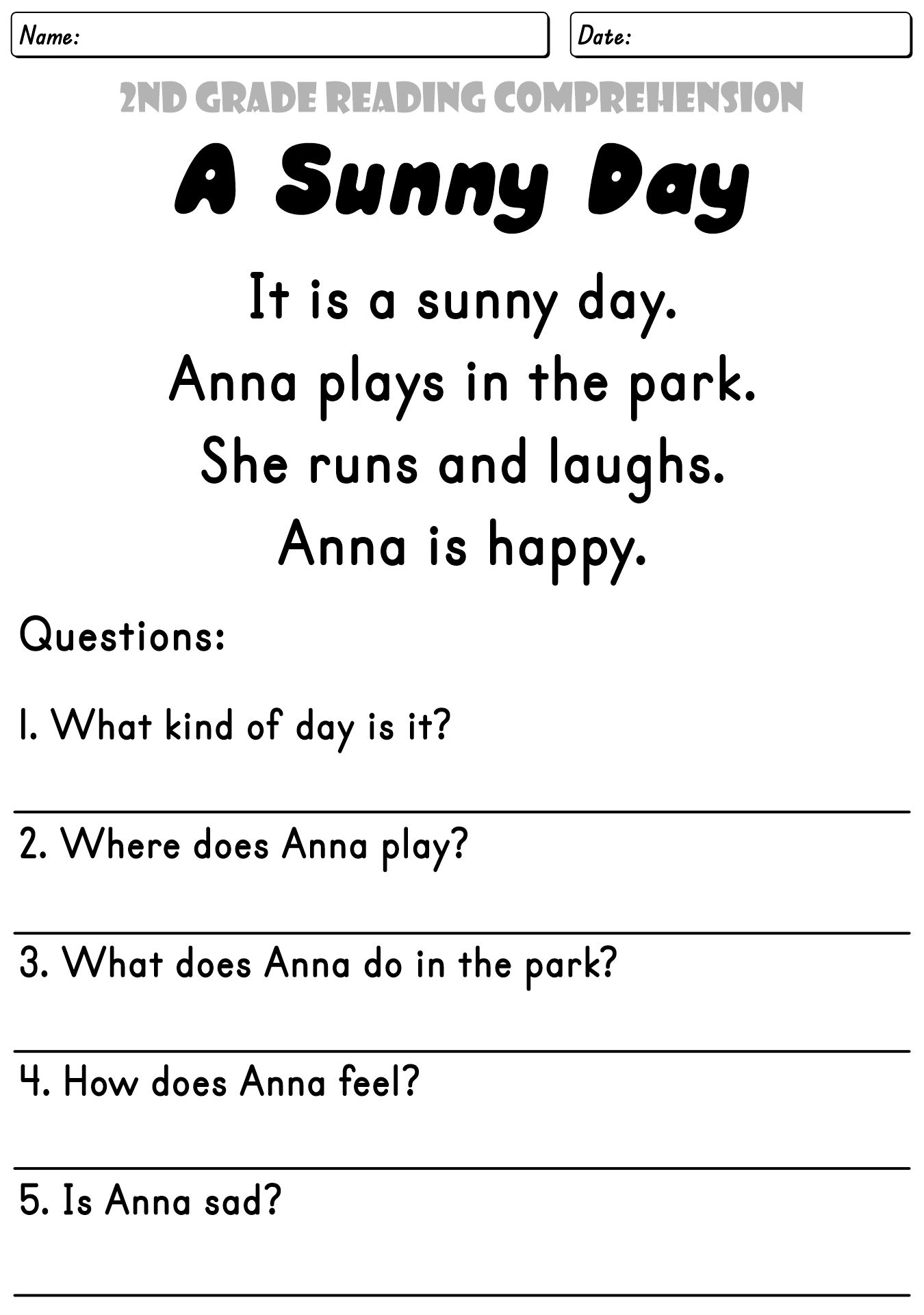 2nd Grade Reading Comprehension Worksheets