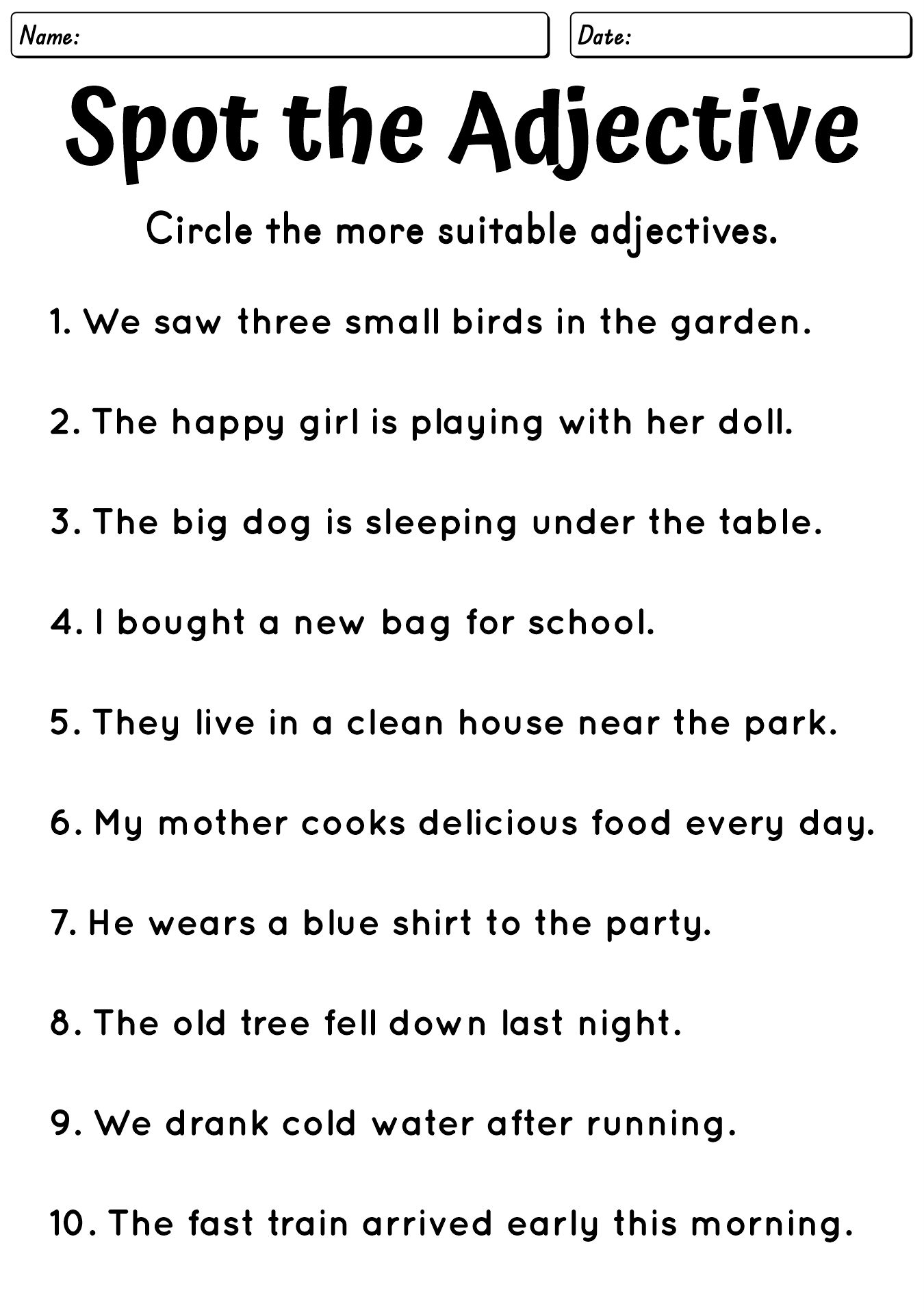 3rd Grade Grammar Worksheets