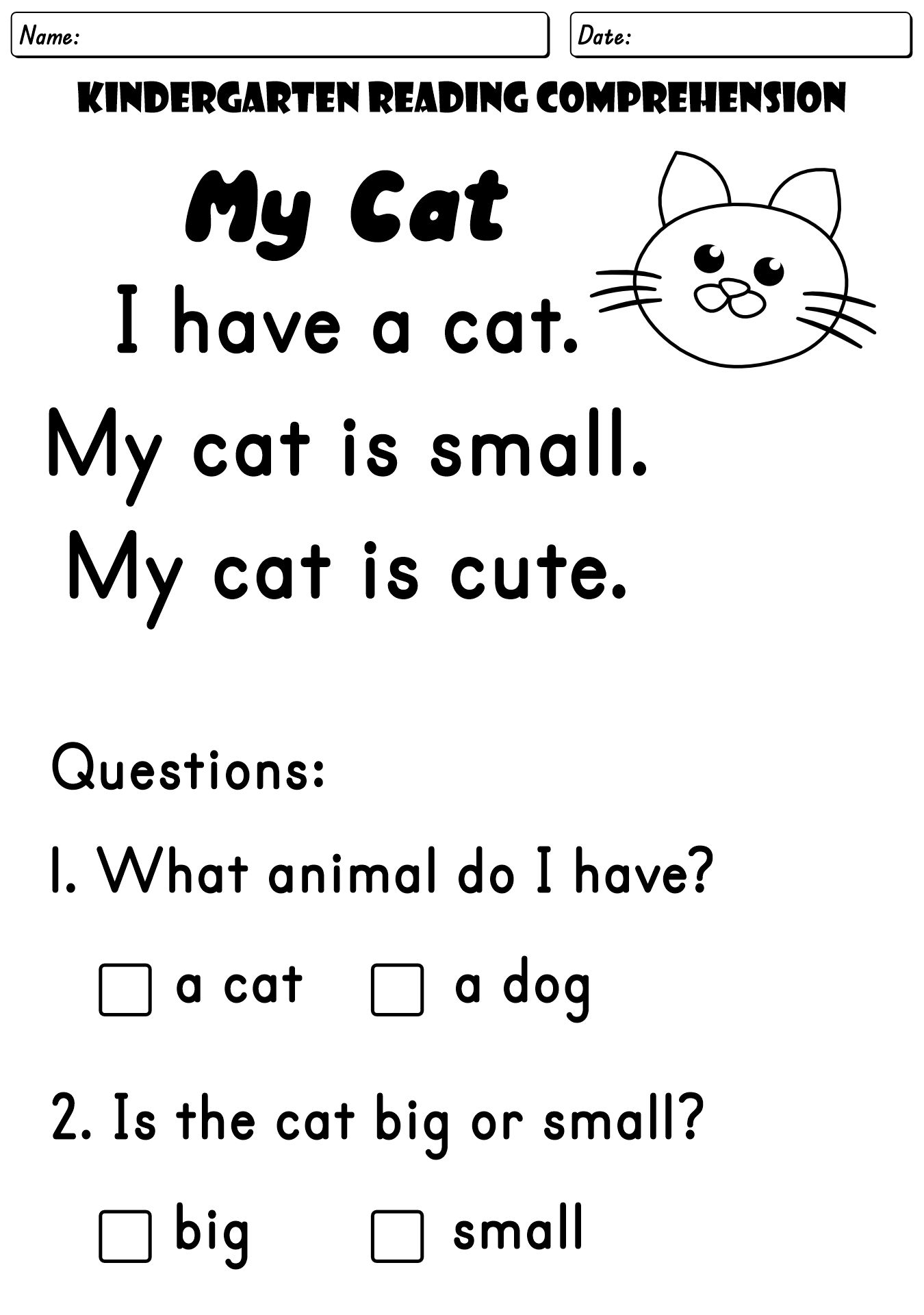 Beginning Reading Worksheets for Kindergarten Printable