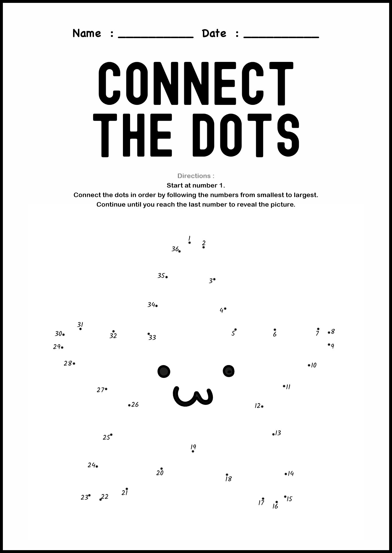 Connect the Dots Worksheet for Early learners