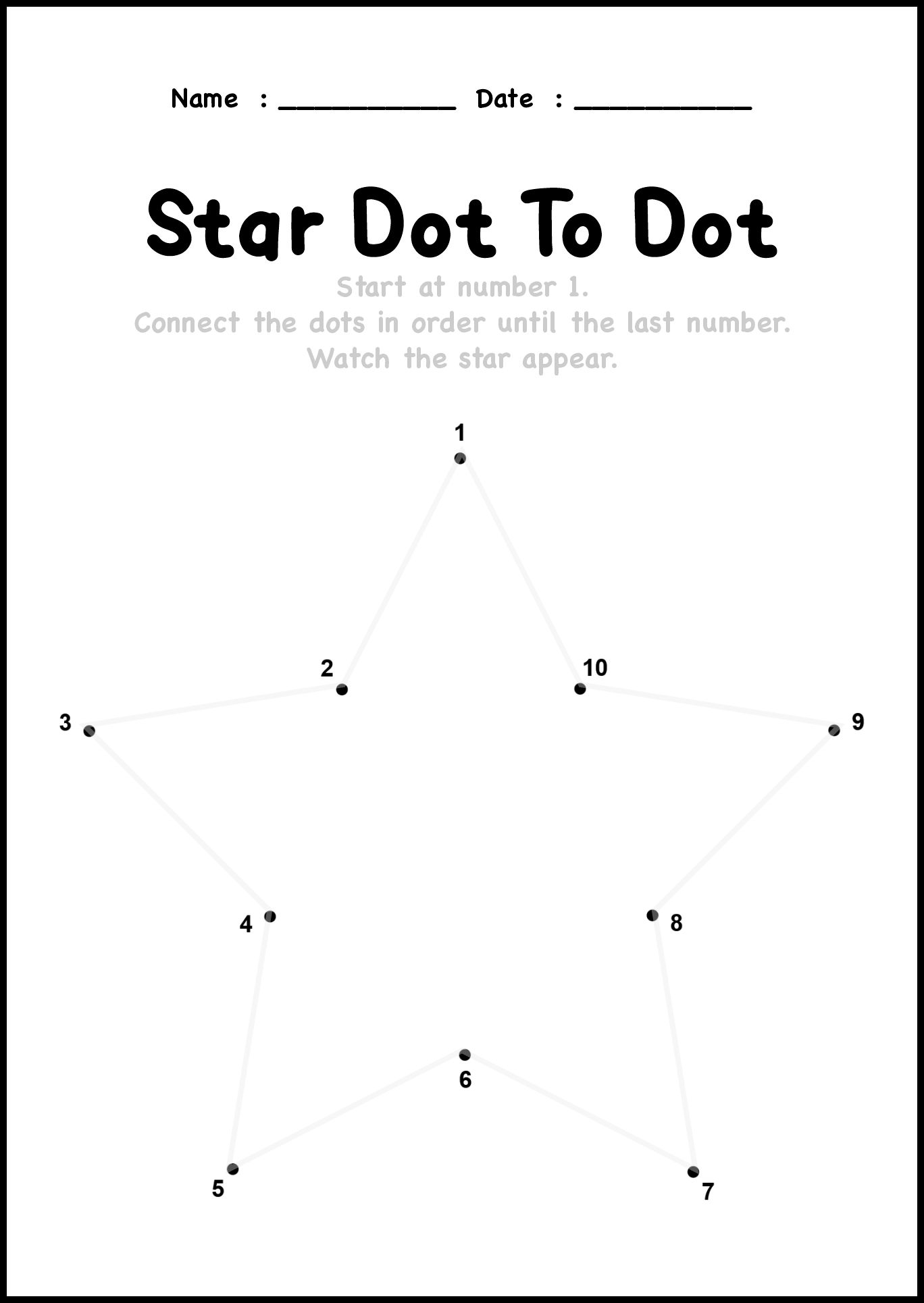 Easy Dot to Dot Worksheets for Preschoolers