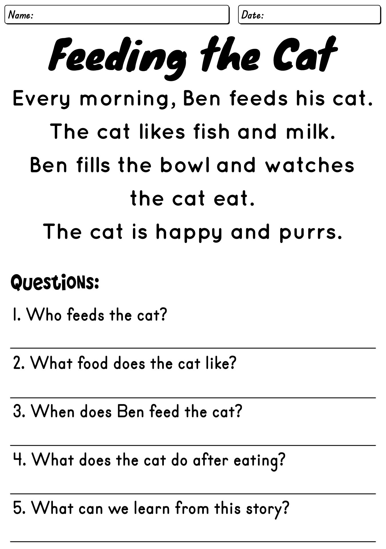 English Exercises for 2nd Graders Reading Focus